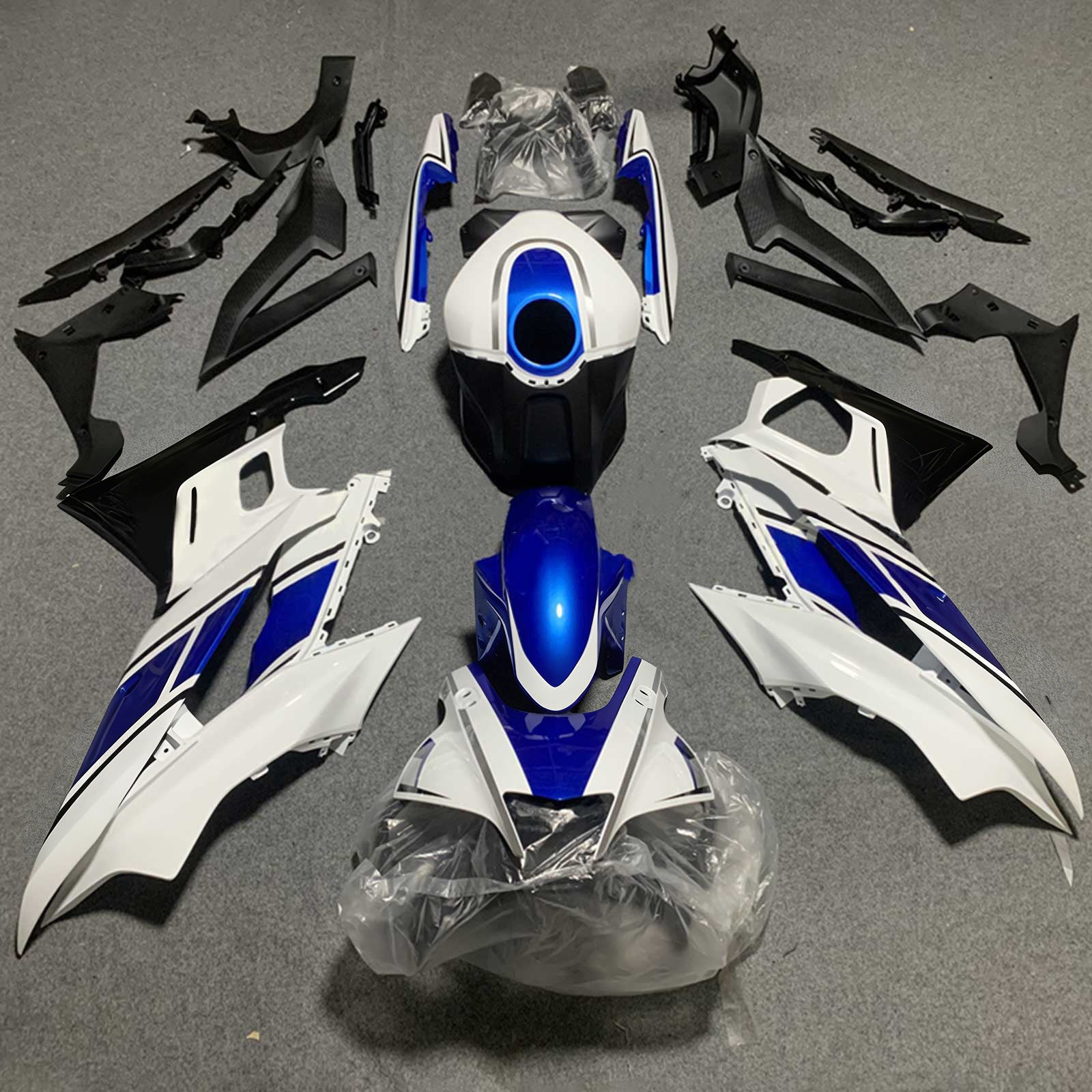 Amotopart Yamaha 2019-2021 YZF R3/YZF R25 Blue&White Style5 Fairing Kit