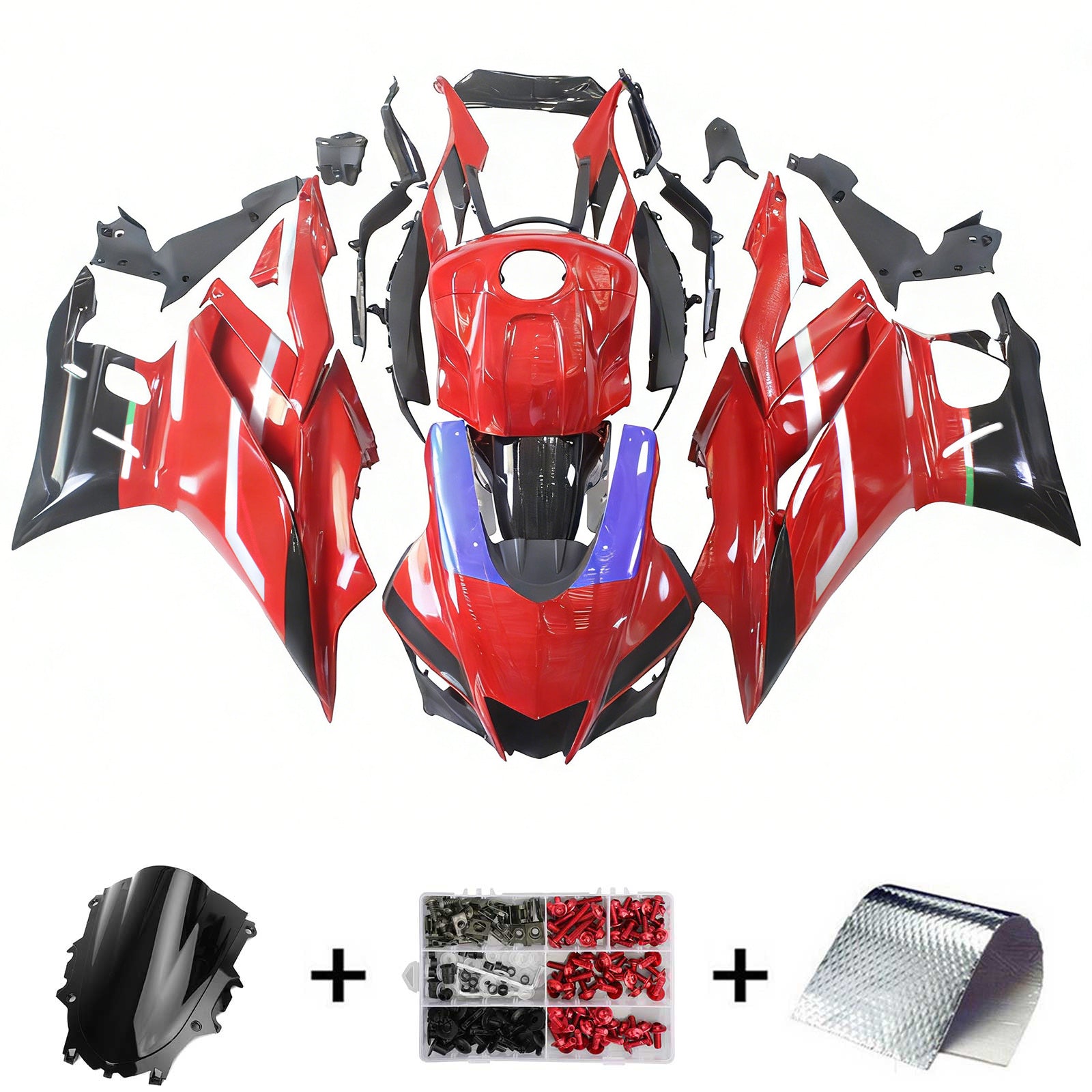 Amotopart Yamaha 2019-2021 YZF R3/YZF R25 Red&Black Style1 Fairing Kit
