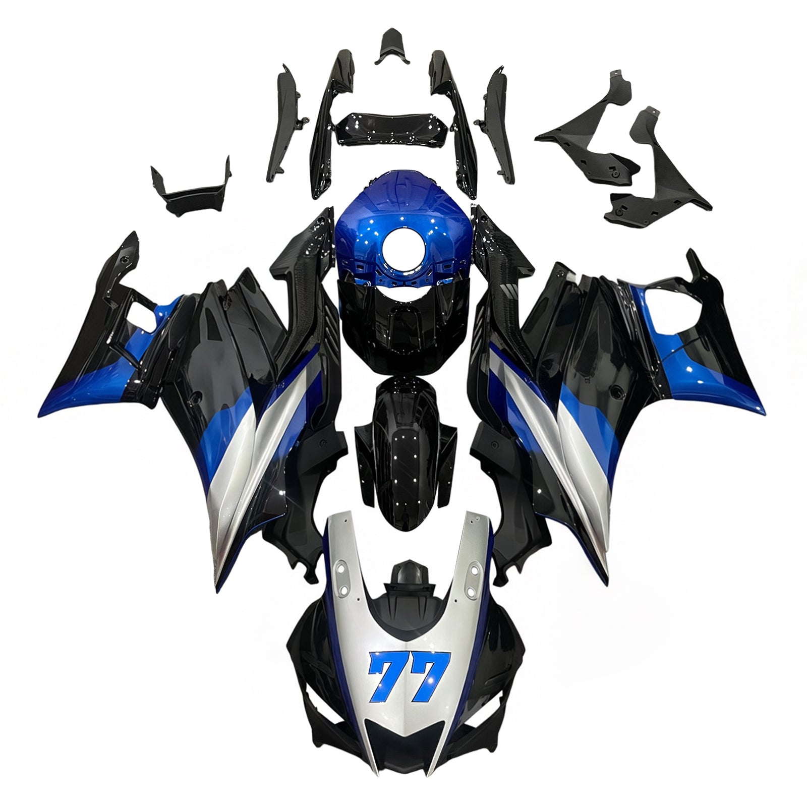 Amotopart Yamaha 2019-2021 YZF R3/YZF R25 Blue&Grey Fairing Kit