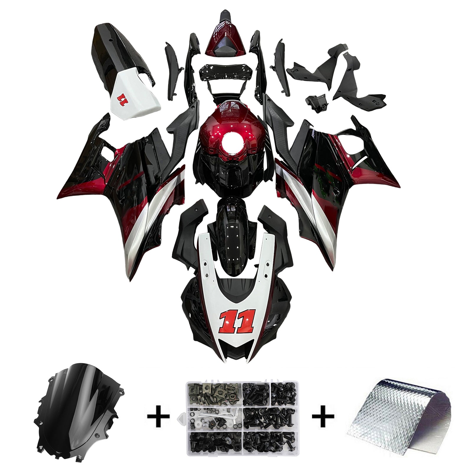 Amotopart Yamaha 2019-2021 YZF R3/YZF R25 Red&Black Style3 Fairing Kit