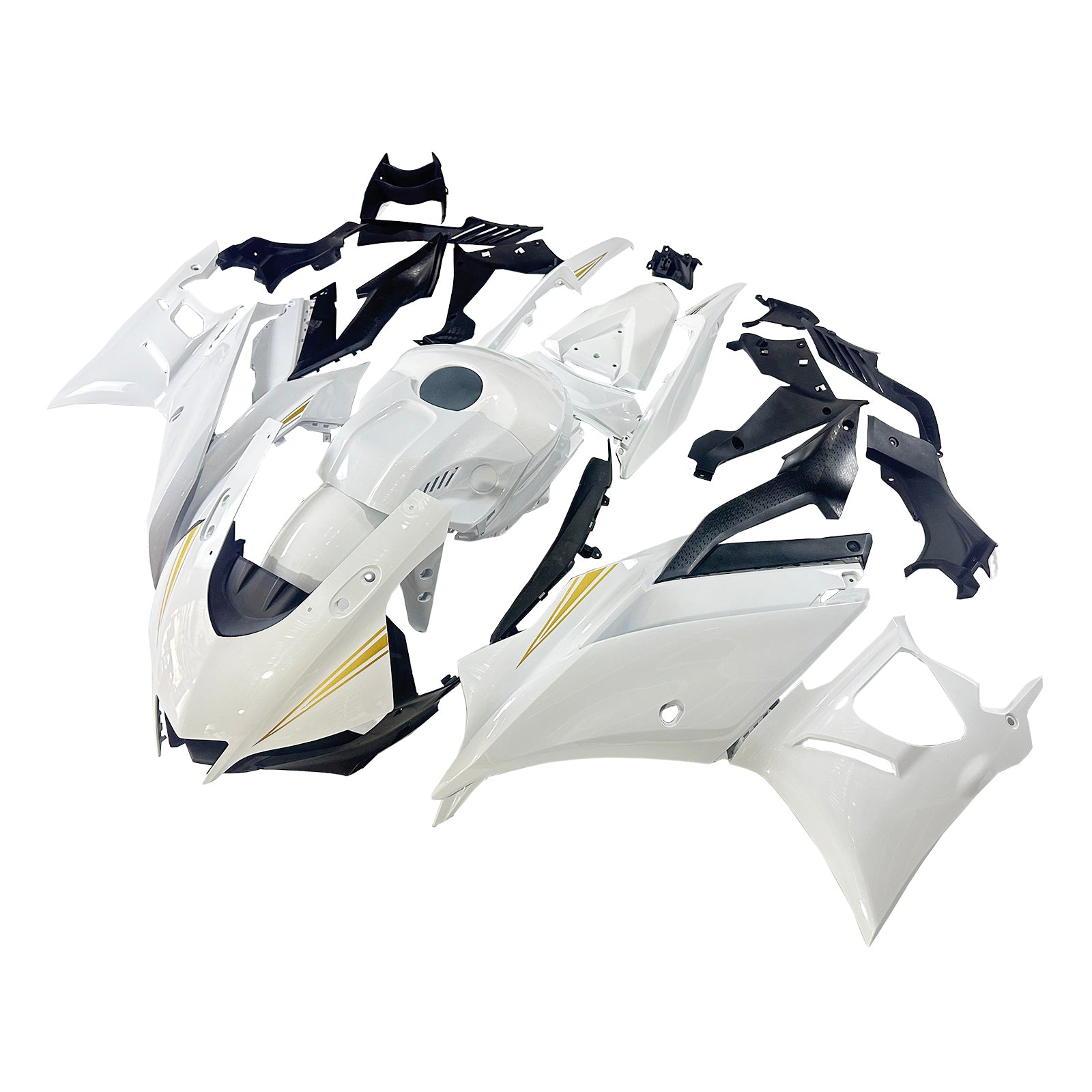 Amotopart Yamaha 2019-2021 YZF R3/YZF R25 Gloss White Fairing Kit