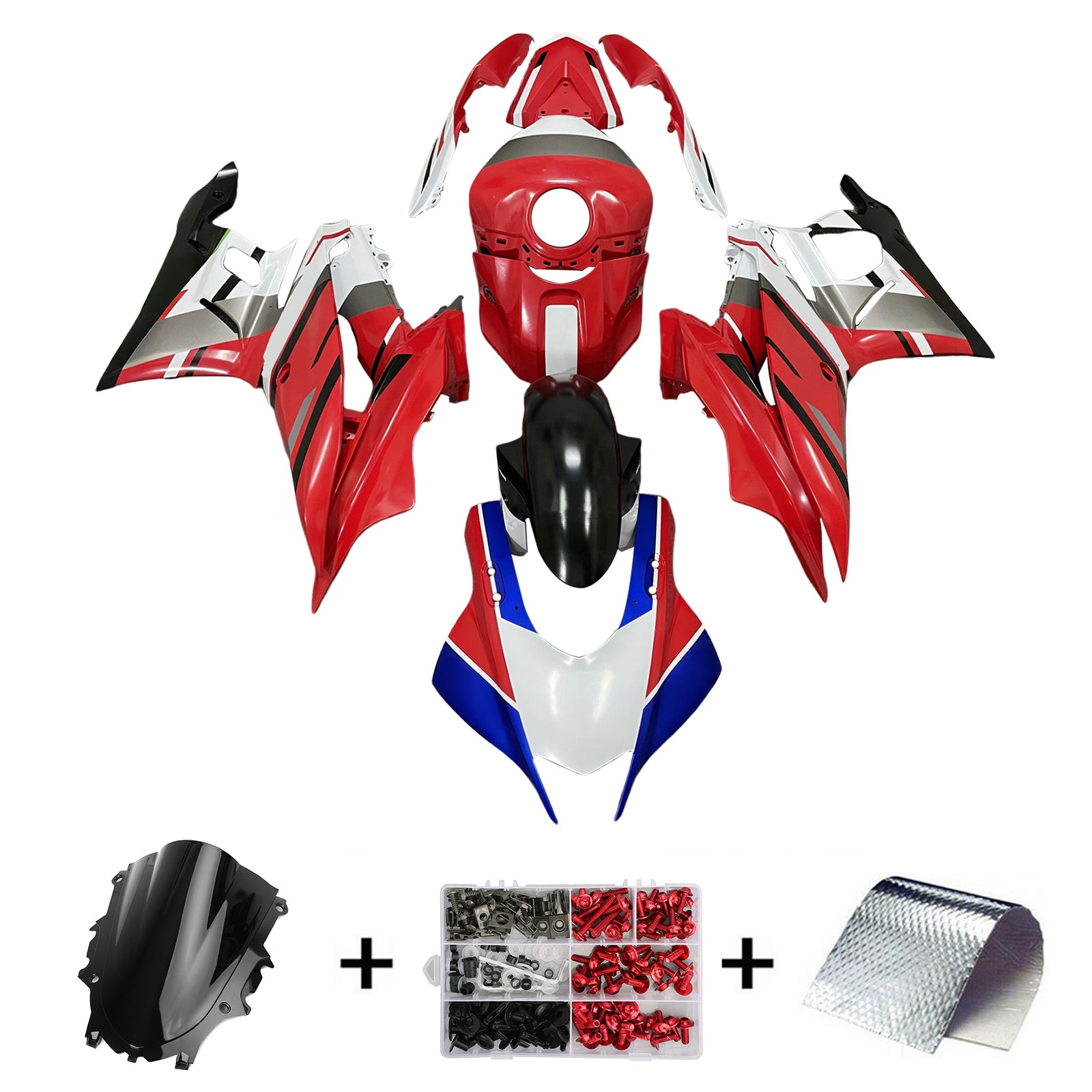 Amotopart Yamaha 2019-2021 YZF R3/YZF R25 Red&Blue Style1 Fairing Kit
