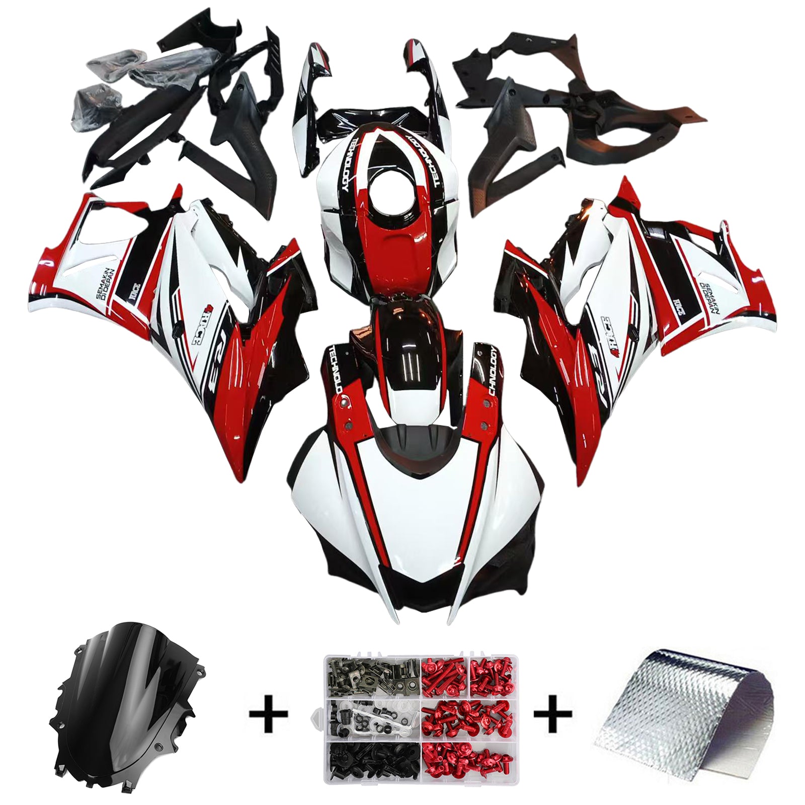Amotopart Yamaha 2019-2021 YZF R3/YZF R25 Red&Black Style7 Fairing Kit