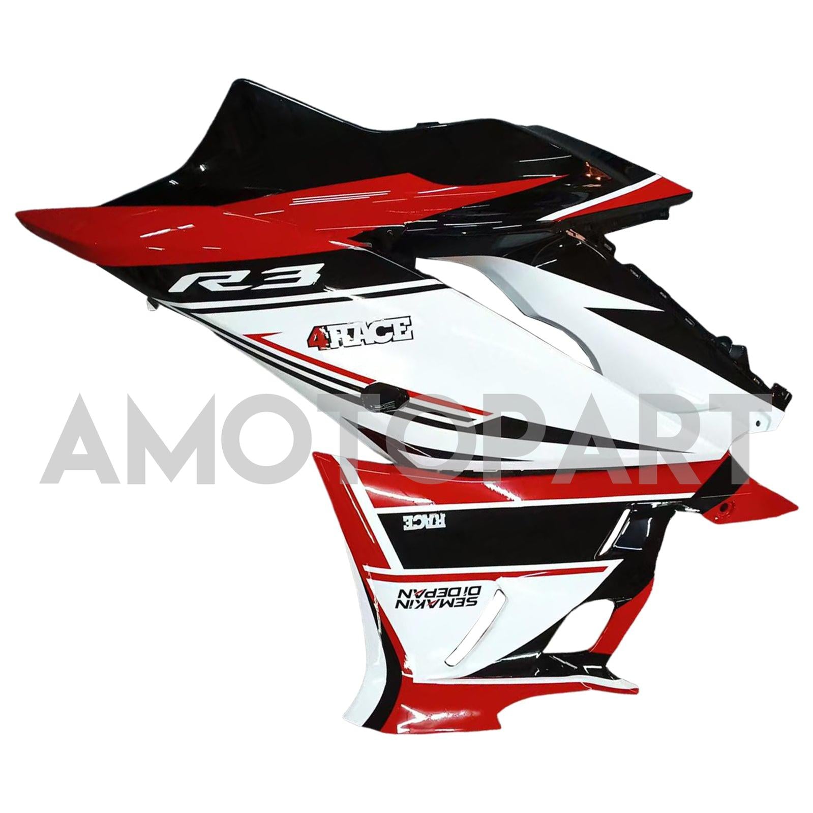 Amotopart ヤマハ 2019-2021 YZF R3/YZF R25 レッド&ブラック スタイル 7 フェアリングキット