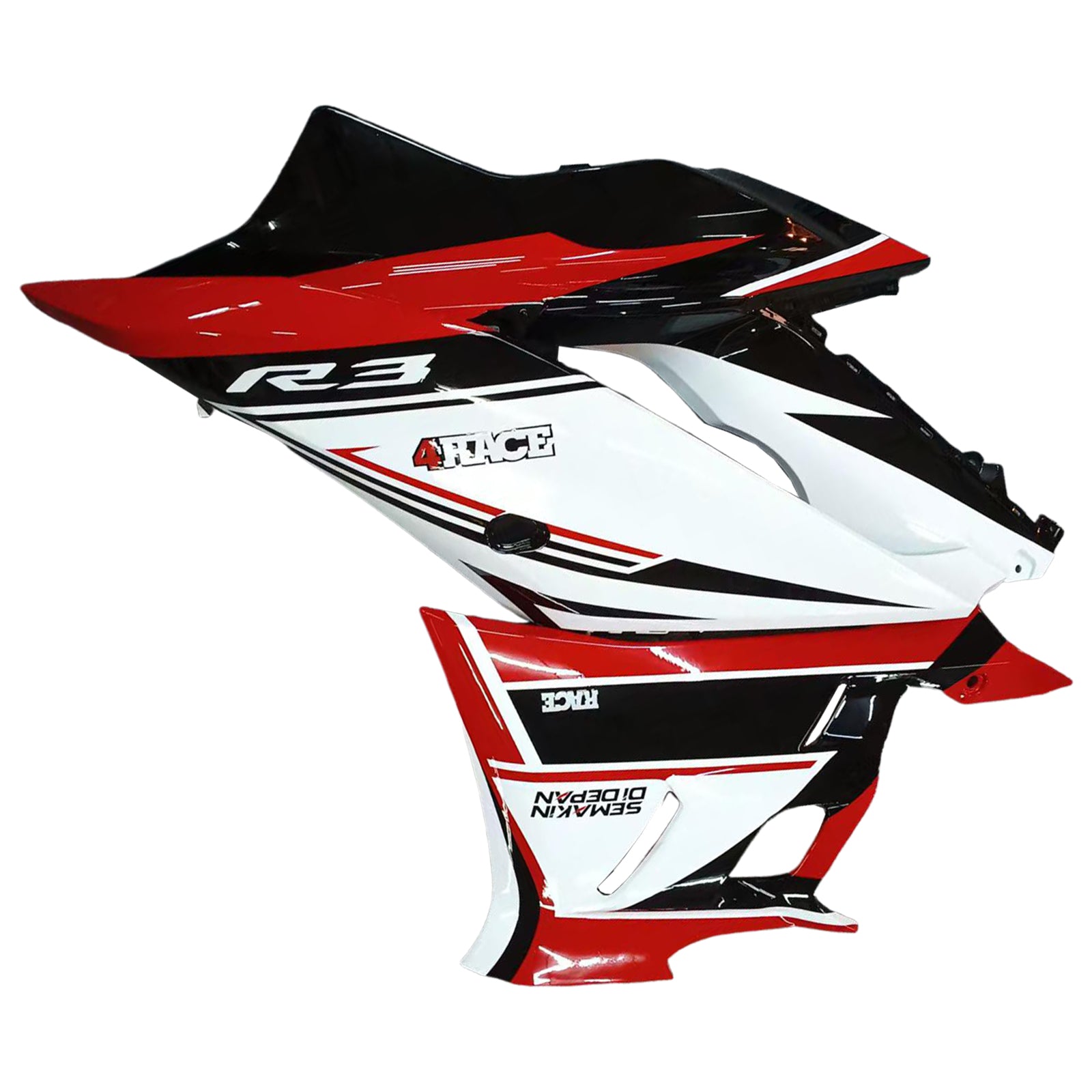 Amotopart Yamaha 2019–2021 YZF R3/YZF R25 Rot&Schwarzes Style7-Verkleidungskit