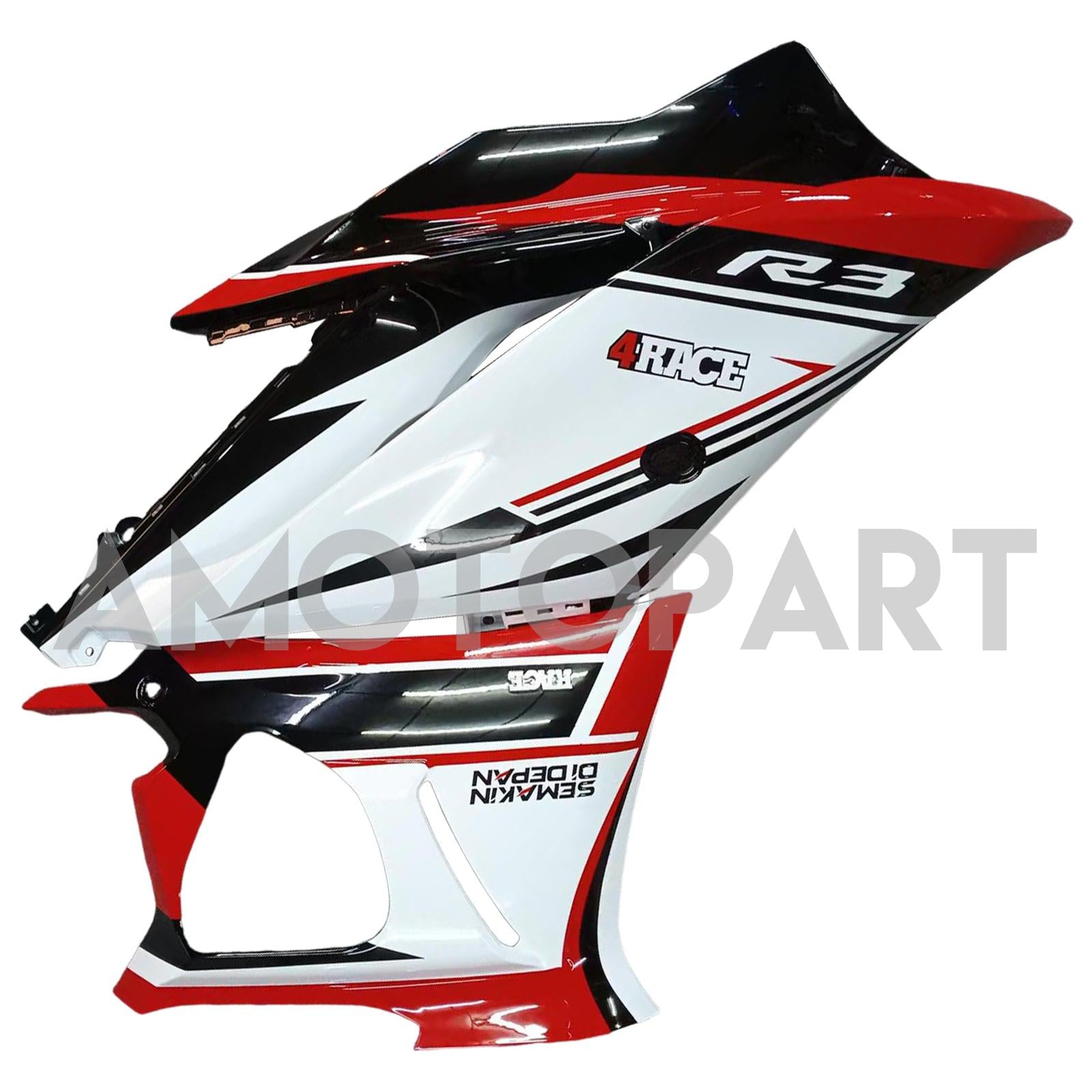 Amotopart ヤマハ 2019-2021 YZF R3/YZF R25 レッド&ブラック スタイル 7 フェアリングキット