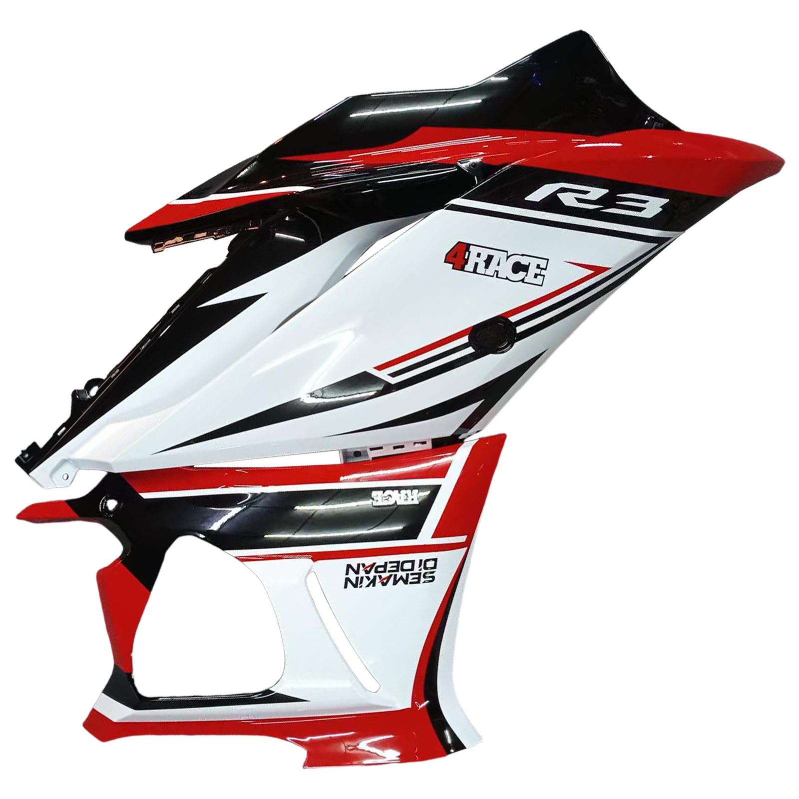 Amotopart Yamaha 2019–2021 YZF R3/YZF R25 Rot&Schwarzes Style7-Verkleidungskit