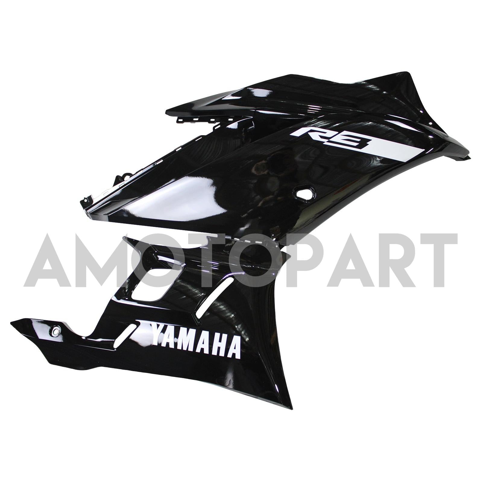 Amotopart 2022-2024 Yamaha YZF-R3 R25 Black with White Accents Fairing Kit