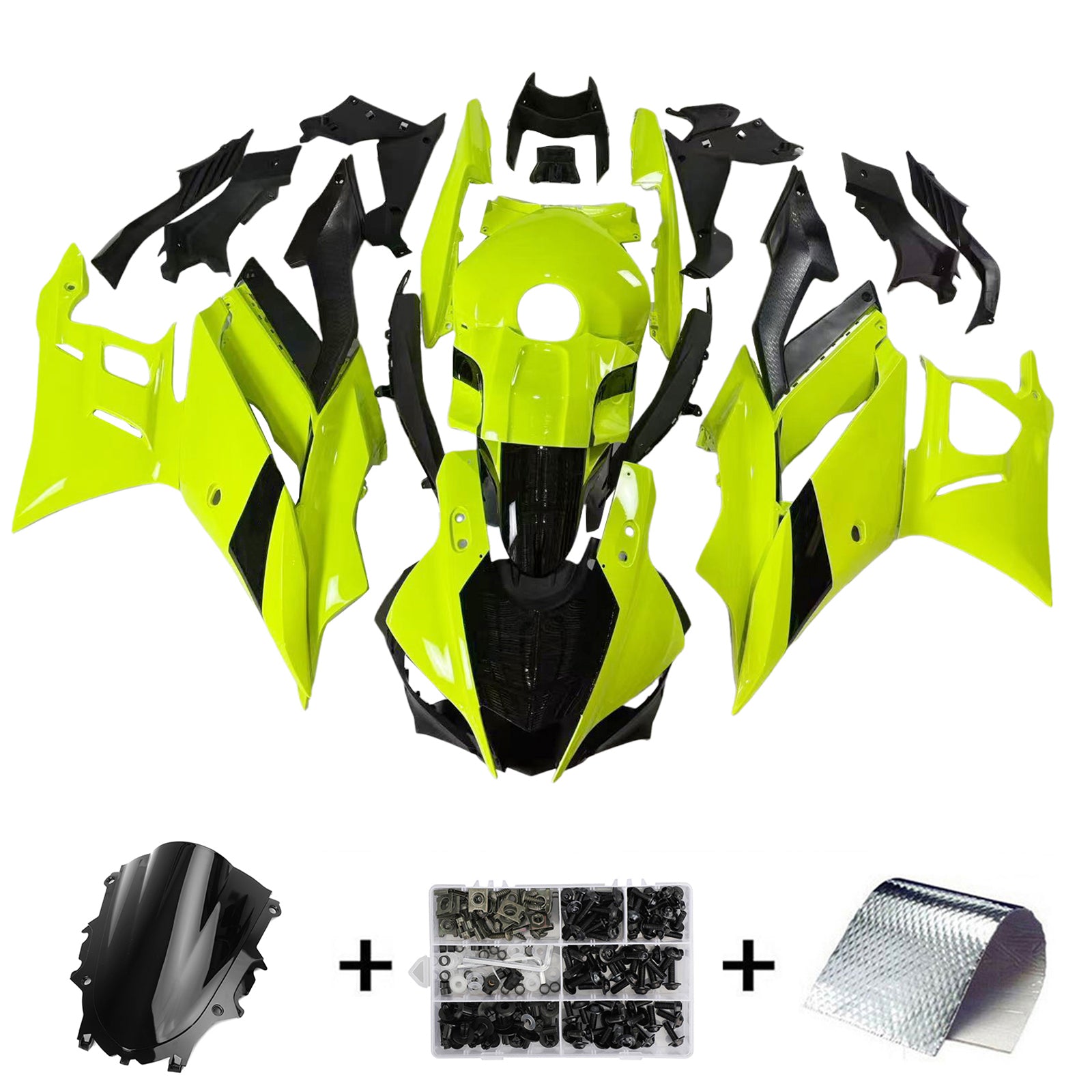Amotopart ヤマハ 2019-2021 YZF R3/YZF R25 イエロー&ブラック Style4 フェアリングキット