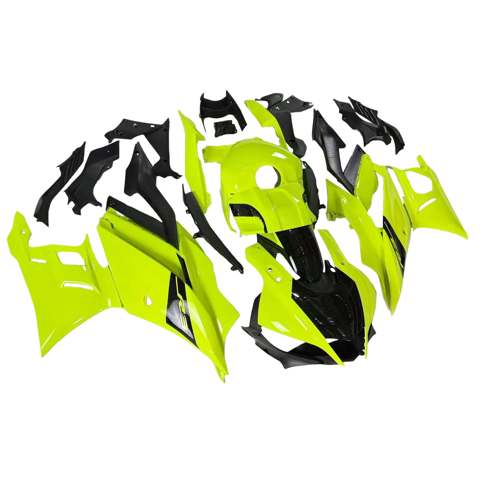 Amotopart Yamaha 2019–2021 YZF R3/YZF R25 Gelb&Schwarzes Style4 Verkleidungsset
