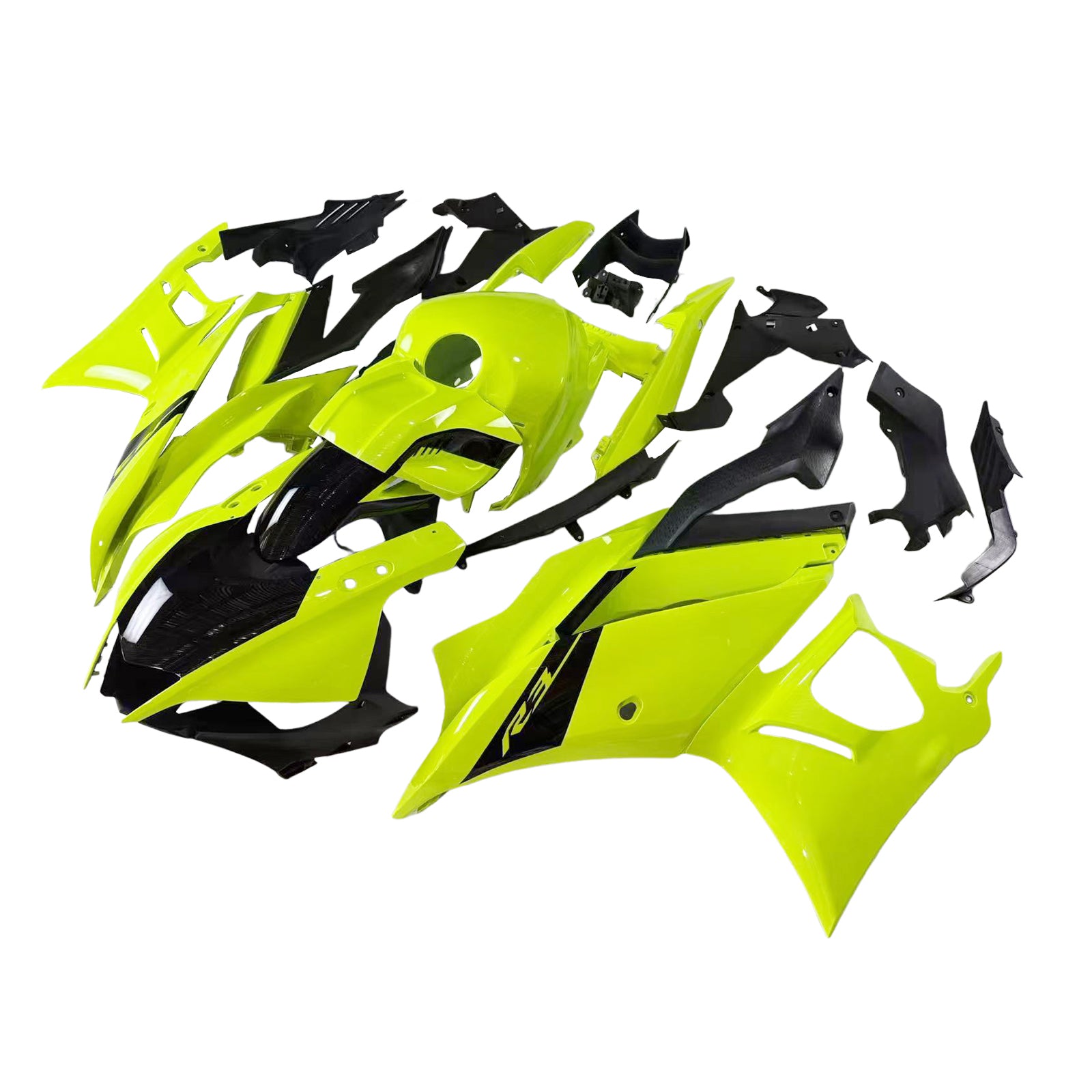 Amotopart Yamaha 2019–2021 YZF R3/YZF R25 Gelb&Schwarzes Style4 Verkleidungsset