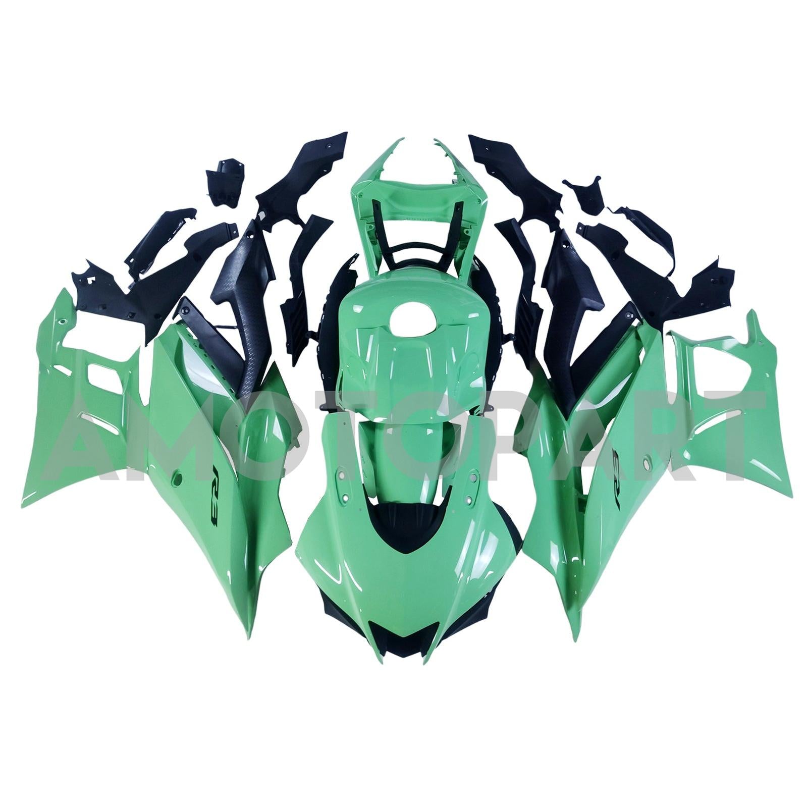 AMOTOPT 2019-2021 YAMAHA YZF-R3 R25 BLACK LIGHT GREEN Fairing Kit