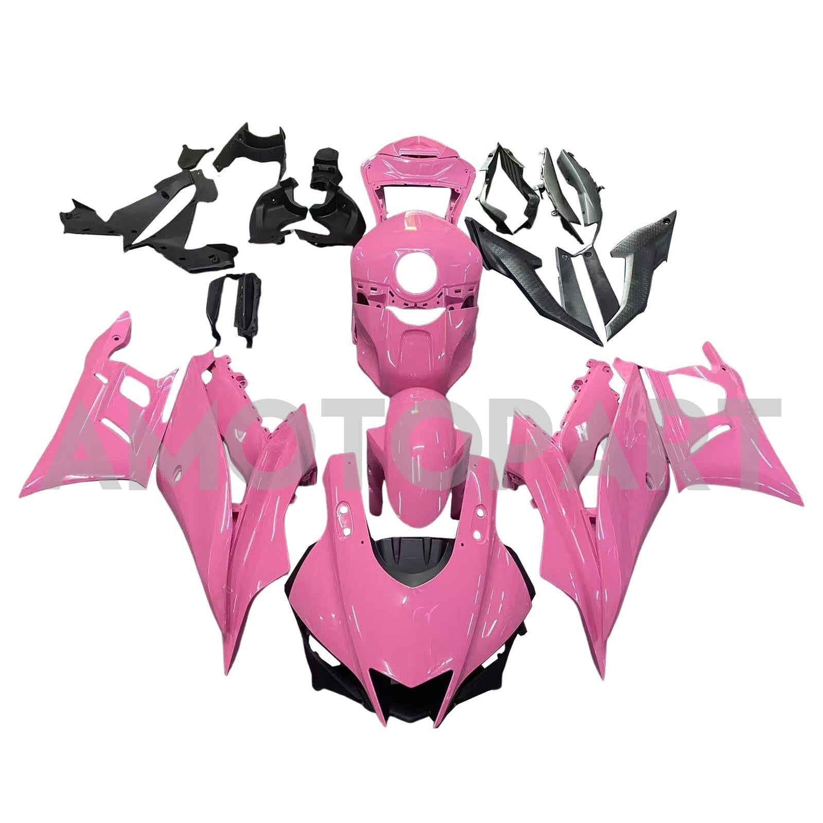 Amotopart 2019-2021 Yamaha YZF-R3 R25 Black Pink Fairing Kit