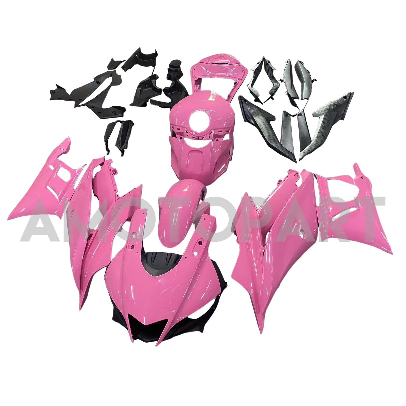 Amotopart 2019-2021 Yamaha YZF-R3 R25 Black Pink Fairing Kit