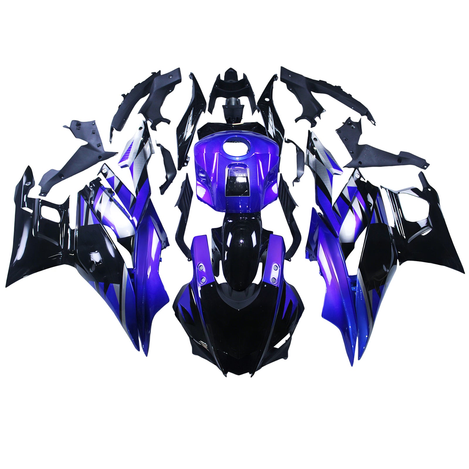 Amotopart 2019-2021 Yamaha YZF-R3 R25 Blue Black Fairing Kit