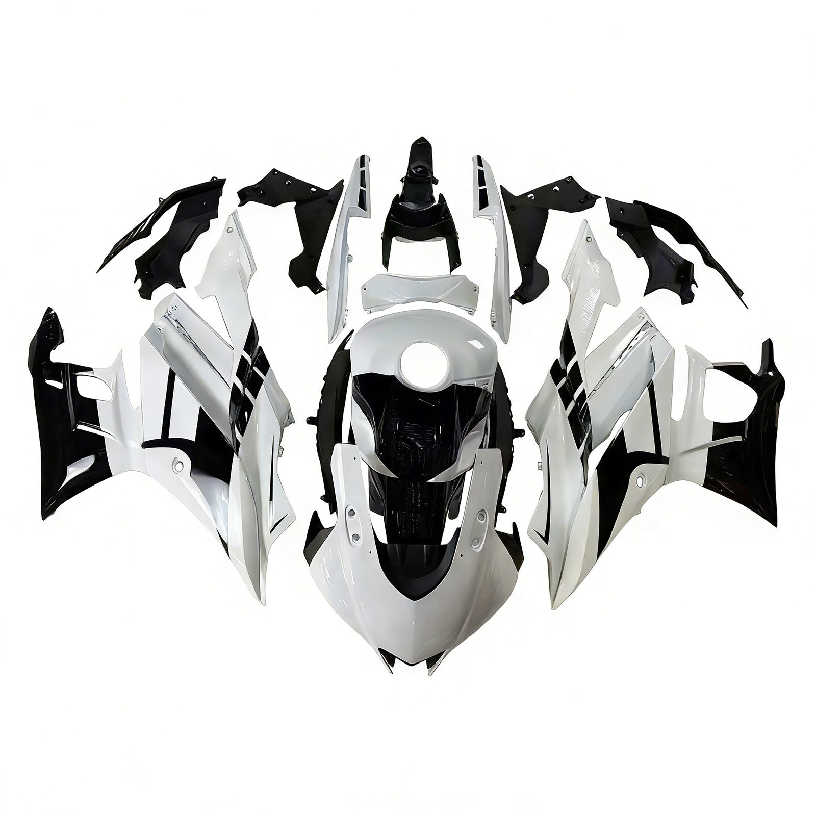 Amotopart 2019-2021 YAMAHA YZF-R3 R25 Glossy Black White Fairing Kit