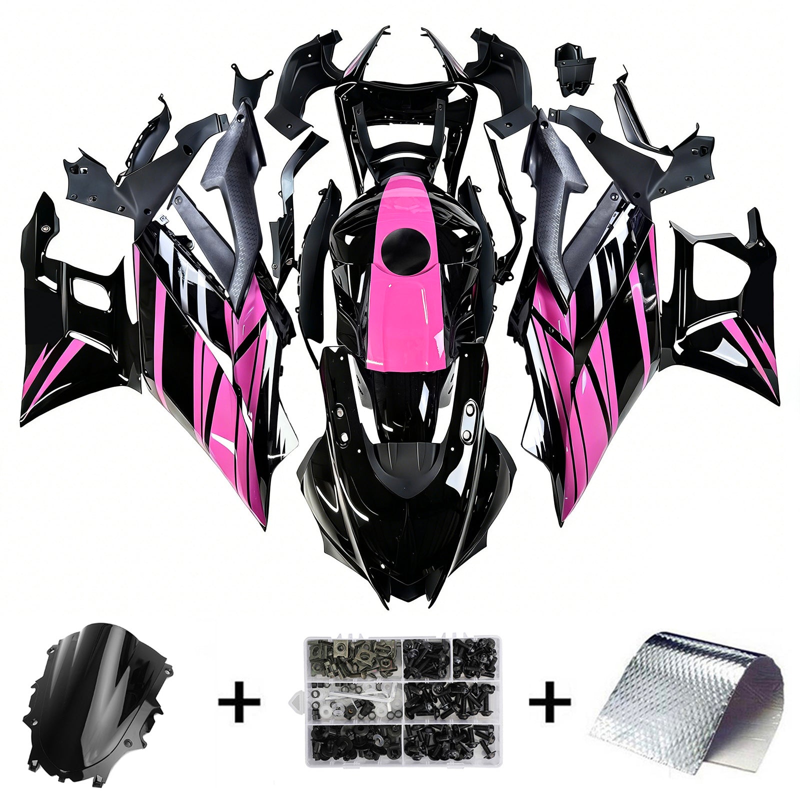 Amotopart 2019-2021 ヤマハ YZF-R3 R25 ブラック ピンク フェアリングキット