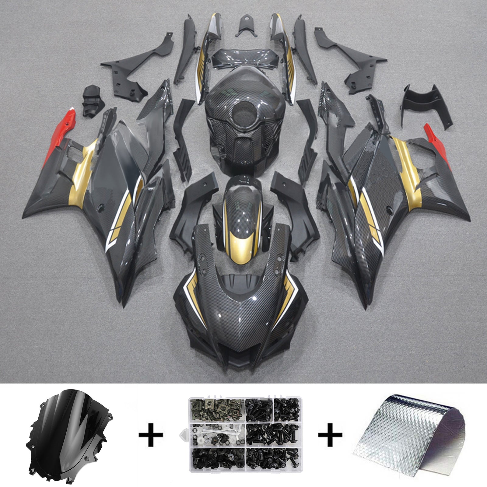 Amotopart 2019-2021 Yamaha YZF-R3 R25 Carbon Fiber Black Red White Fairing Kit
