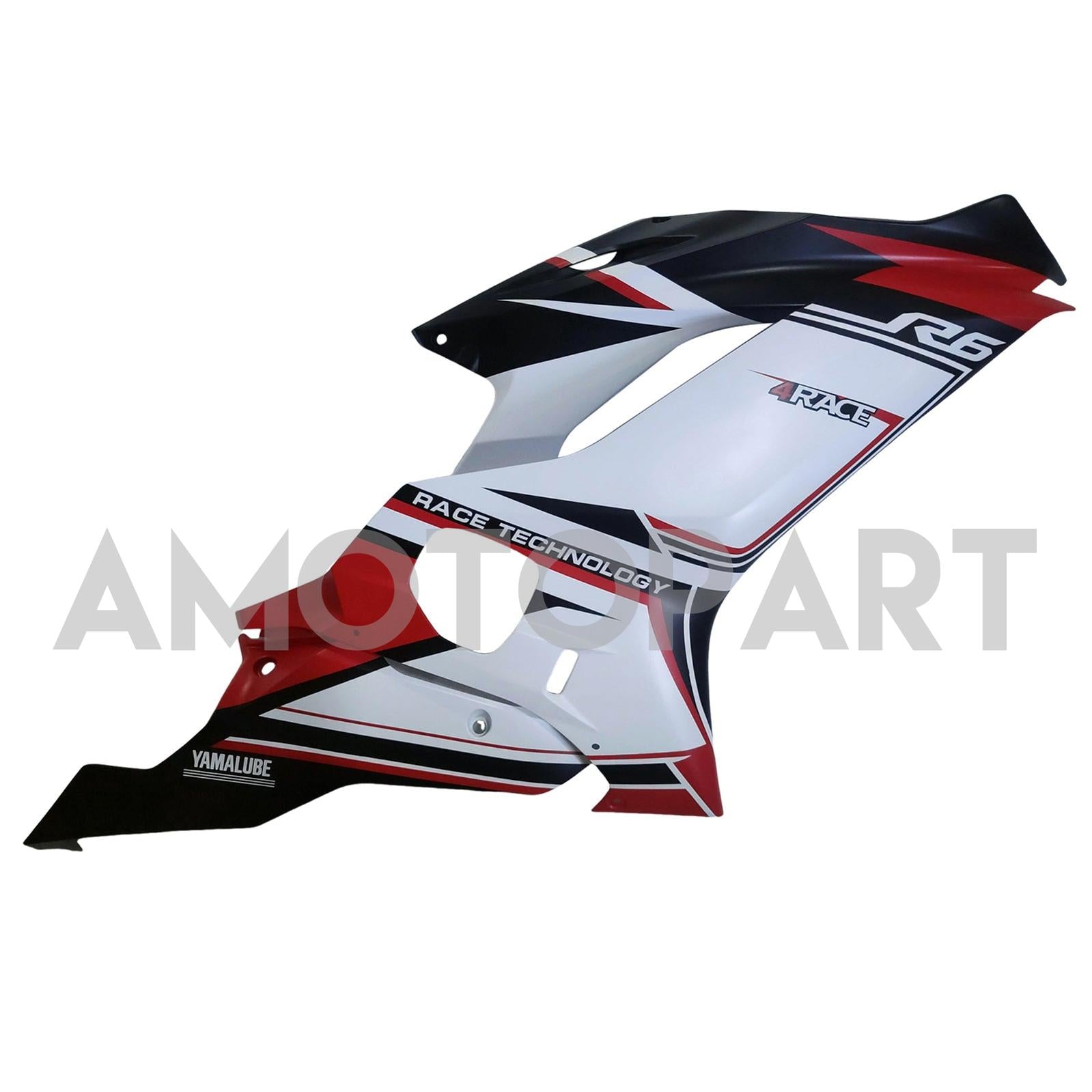 Kit de carenado Amotopart Yamaha YZF-R6 2017-2023 rojo y blanco Style3