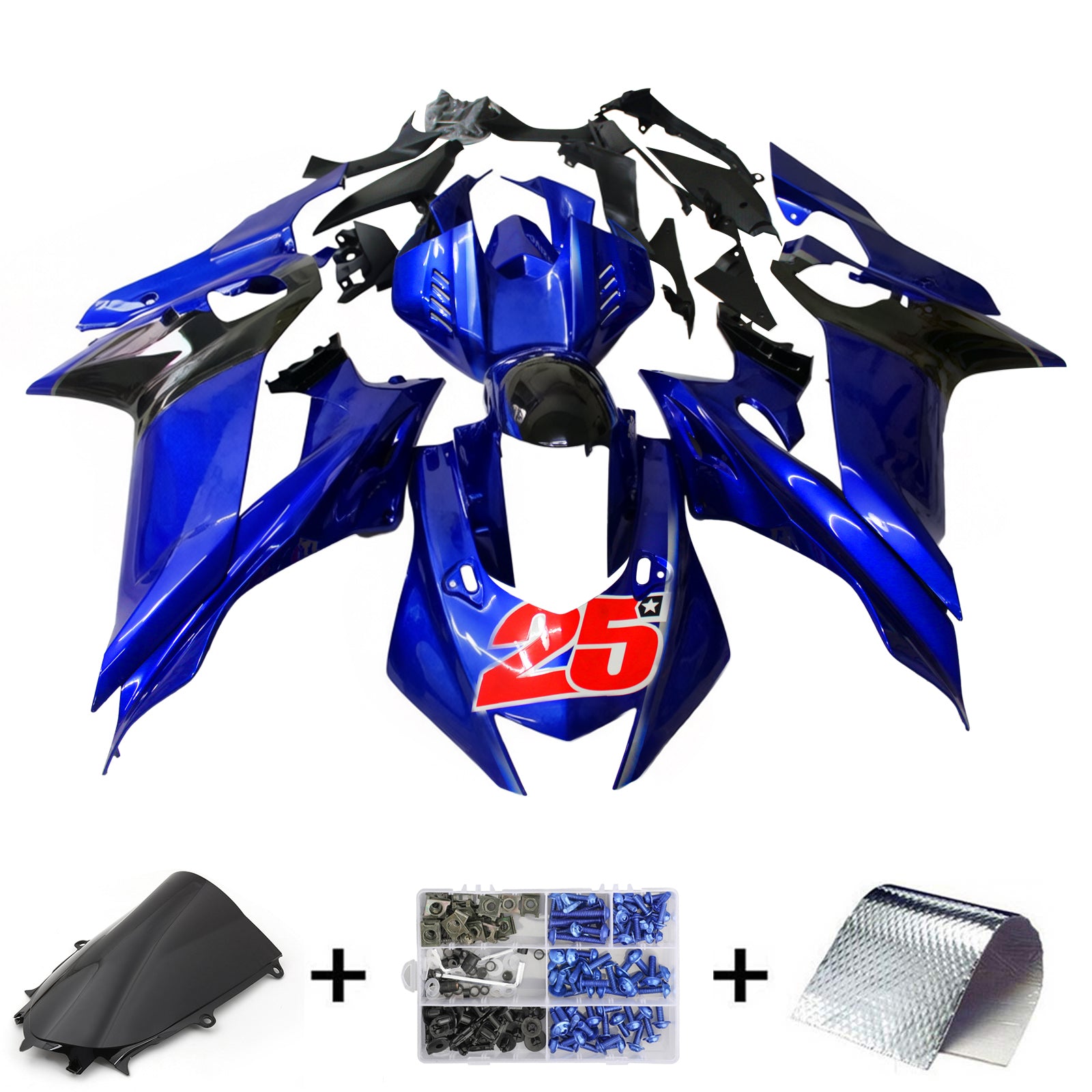 Kit de carenado Amotopart Yamaha YZF-R6 2017-2023 azul Style2