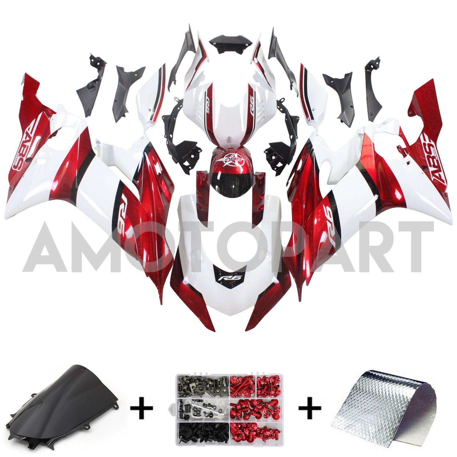 Amotopart Yamaha YZF-R6 2017-2023 Red&White Style1 Fairing Kit