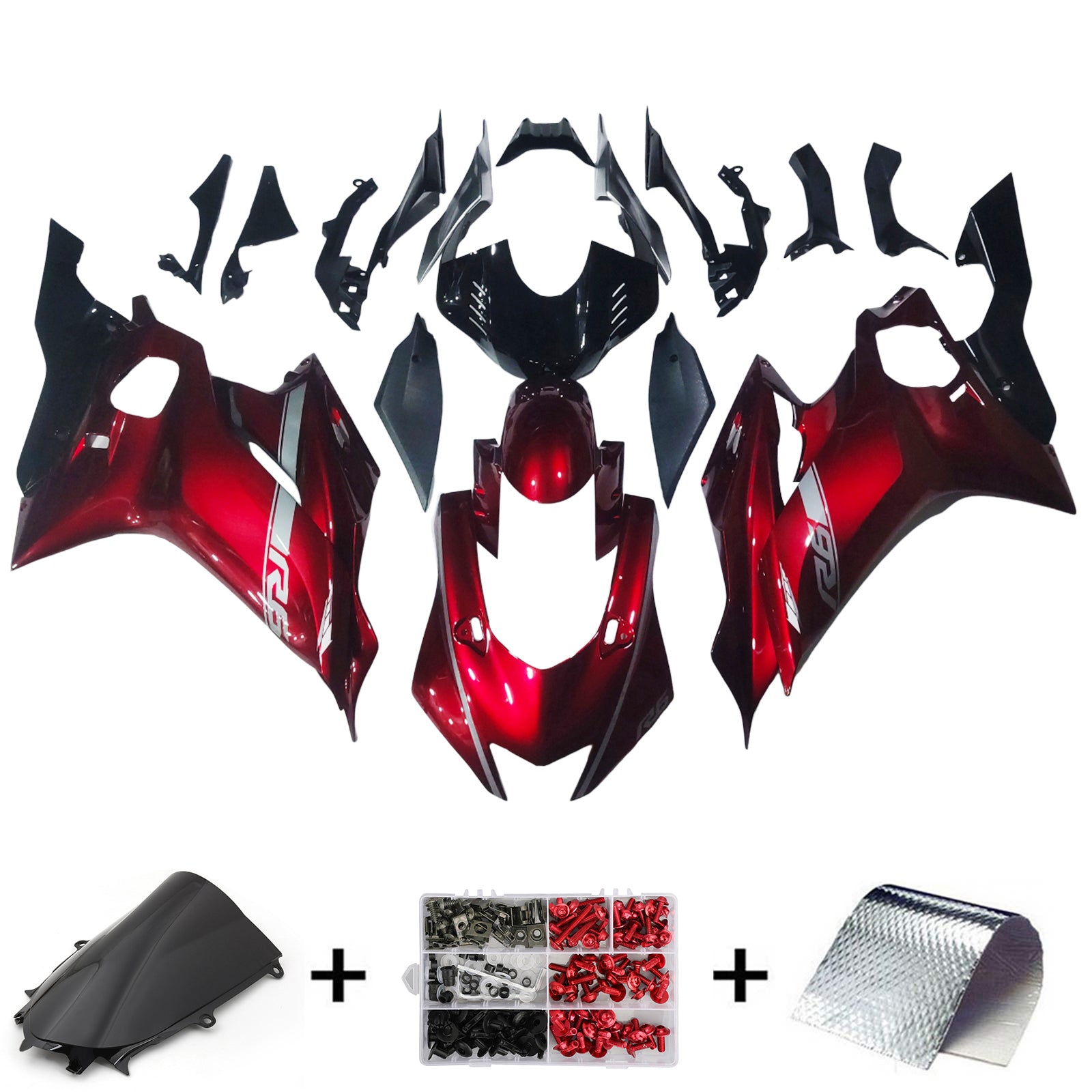 Amotopart ヤマハ YZF-R6 2017-2023 レッド フェアリング キット