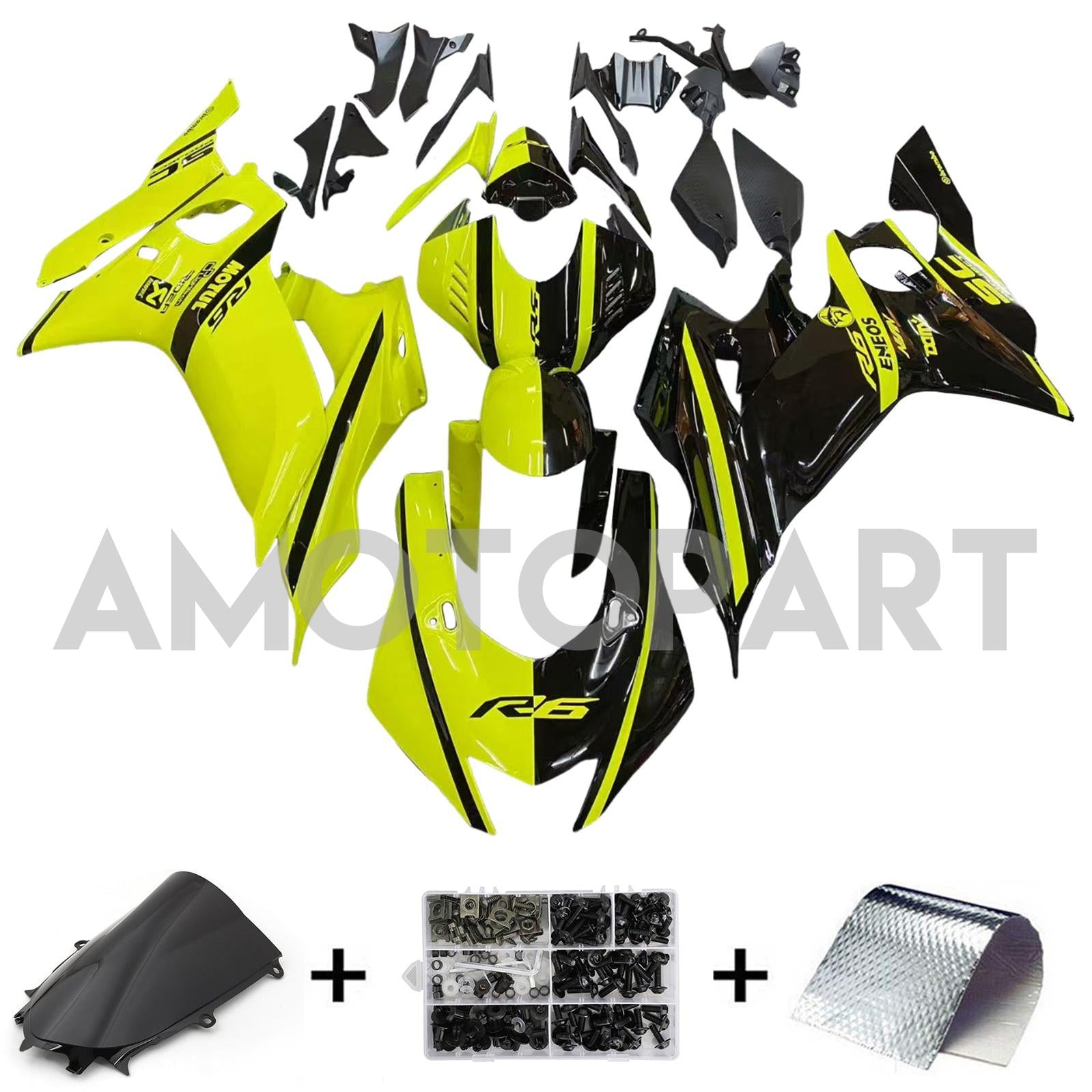 Amotopart Yamaha YZF-R6 2017-2023 Yellow&Black Fairing Kit