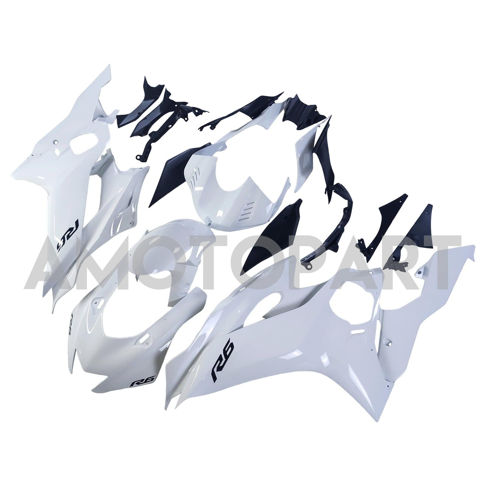 Amotopart Yamaha YZF-R6 2017-2023 Weißes Verkleidungskit