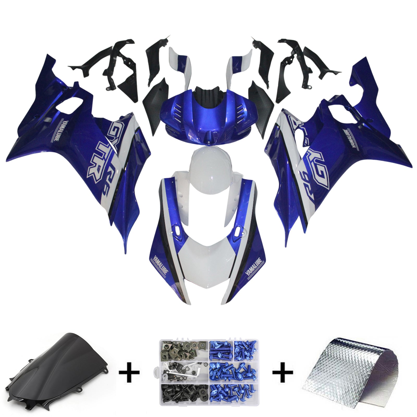 Amotopart ヤマハ YZF-R6 2017-2023 ブルー Style6 フェアリングキット
