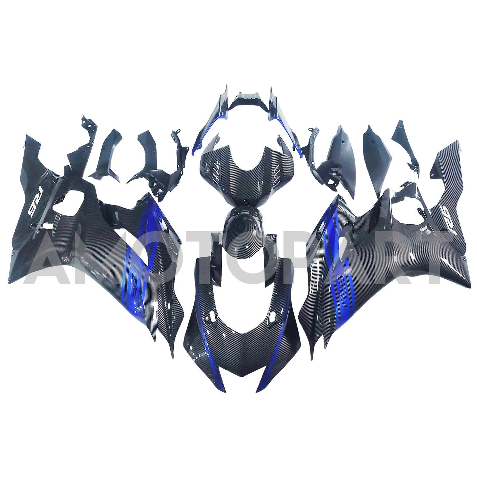 Amotopart 2017-2023 Yamaha YZF R6 Koolstofvezel Blue Black Fairing Kit
