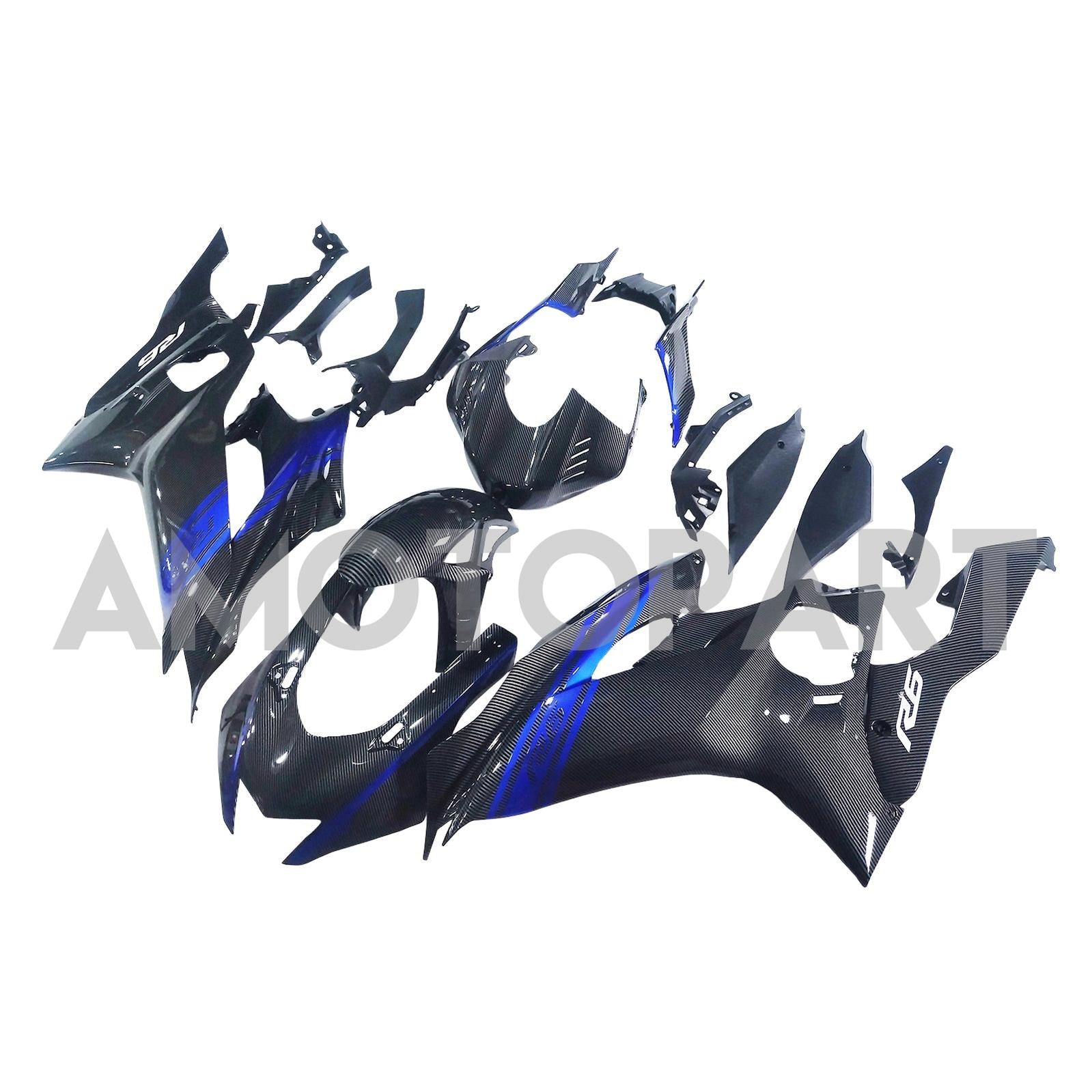 Amotopart 2017-2023 Yamaha YZF R6 Koolstofvezel Blue Black Fairing Kit