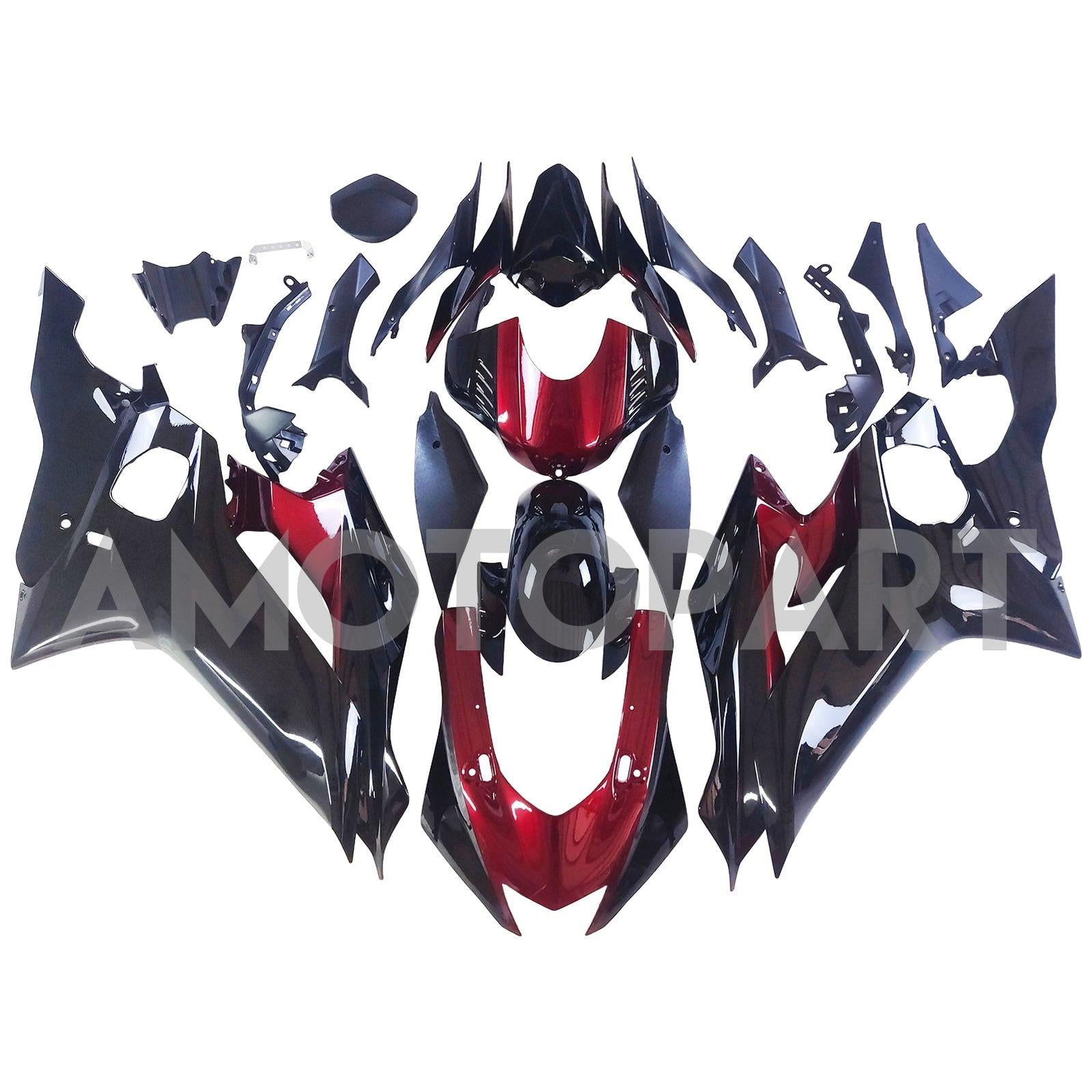 Amotopart 2017-2023 Yamaha YZF R6 Black Dark Red Fairing Kit