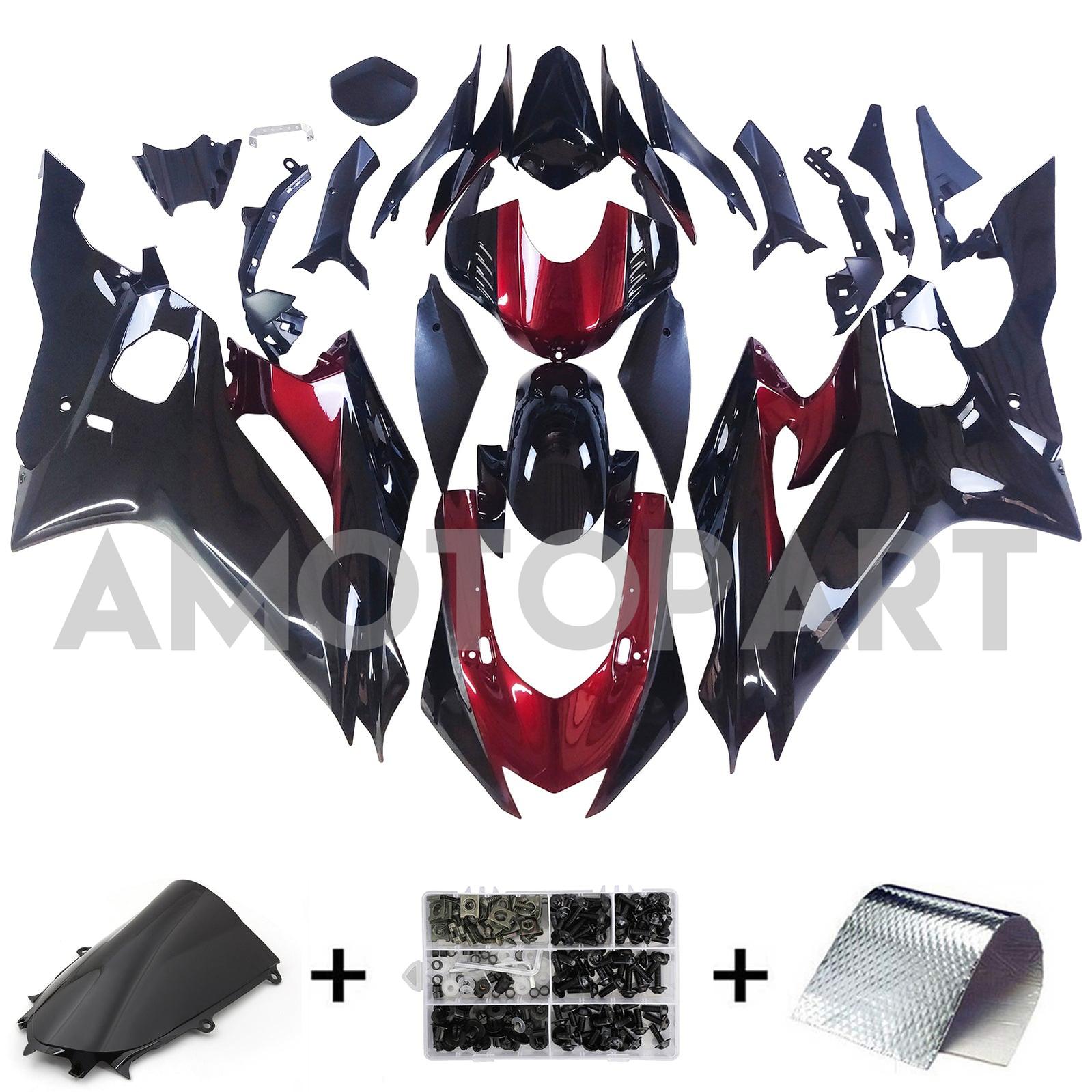 Amotopart 2017-2023 Yamaha YZF R6 Black Dark Red Fairing Kit