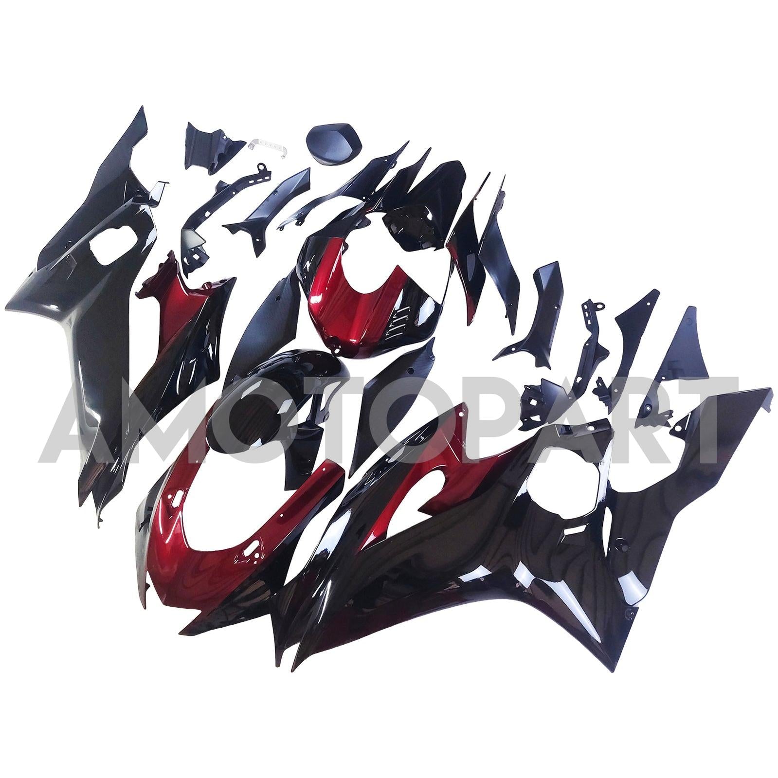 Amotopart 2017-2023 Yamaha YZF R6 Black Dark Red Fairing Kit