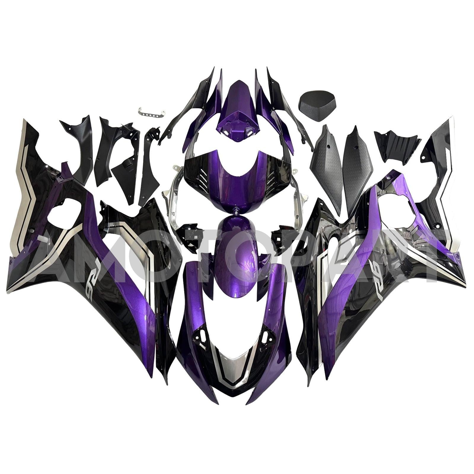 Amotopart 2017-2023 Yamaha Yzf R6 Black Purple Fairing Zestaw