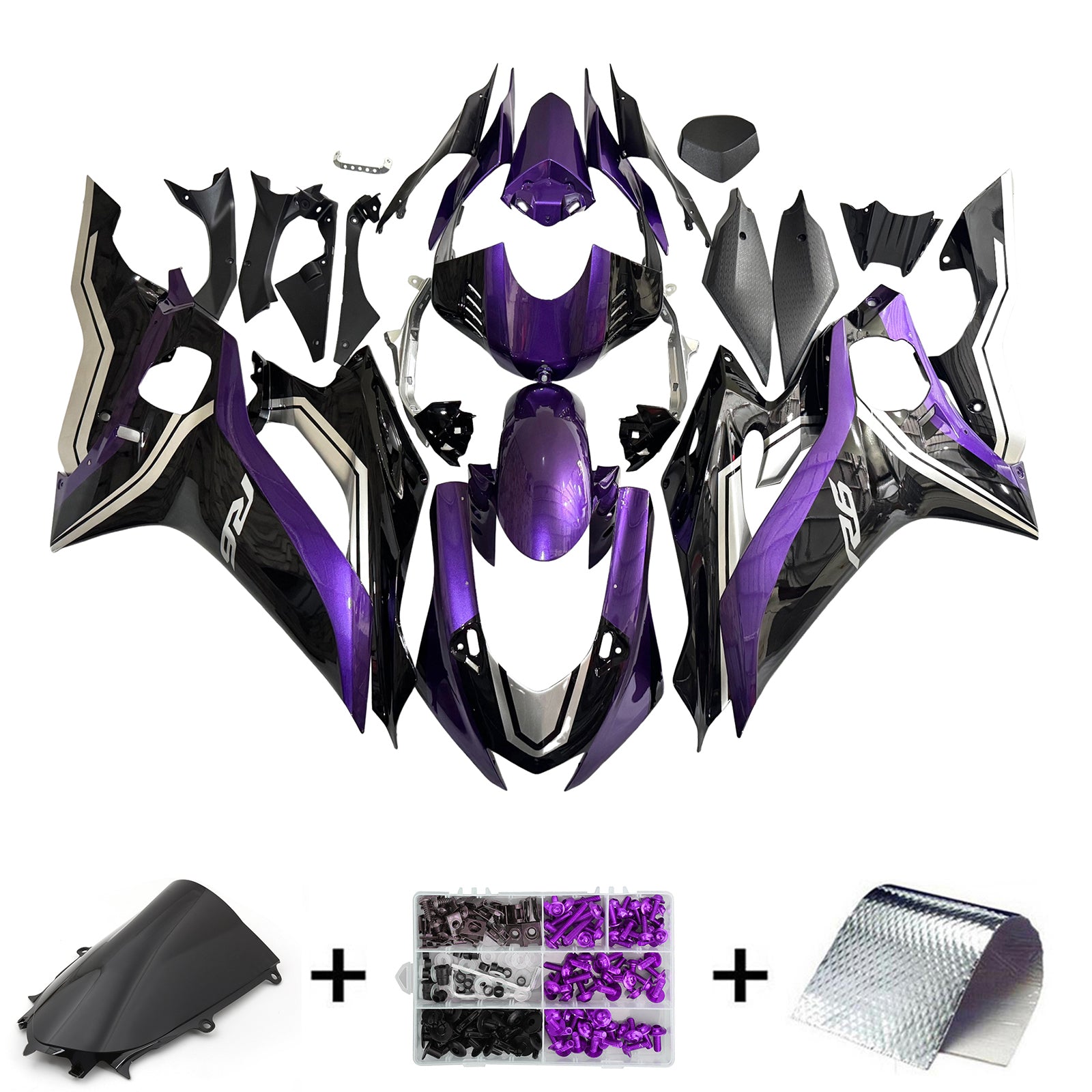 Amotopart 2017-2023 Yamaha YZF R6 Black Purple Fearing Kit