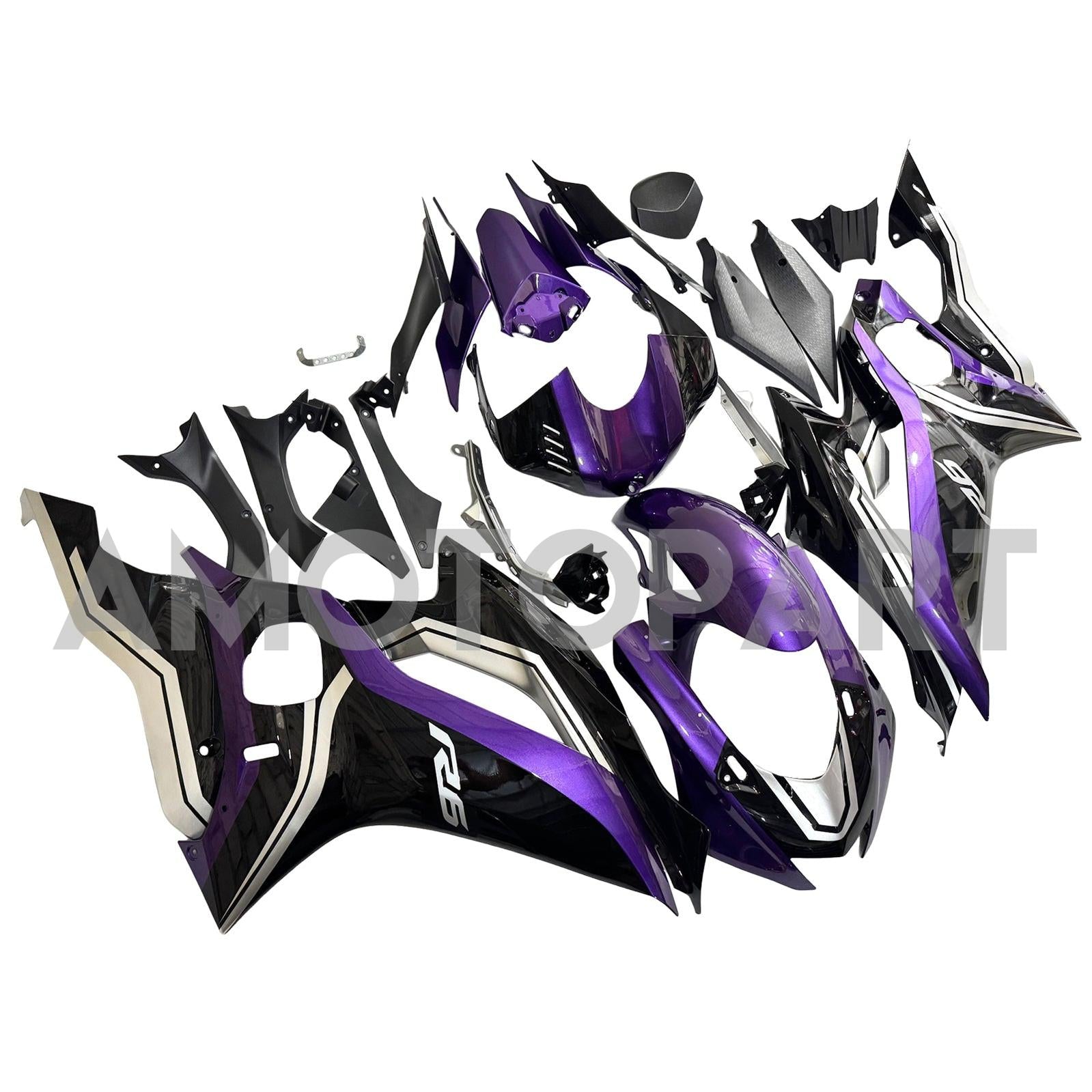 Amotopart 2017-2023 Yamaha Yzf R6 Black Purple Fairing Zestaw