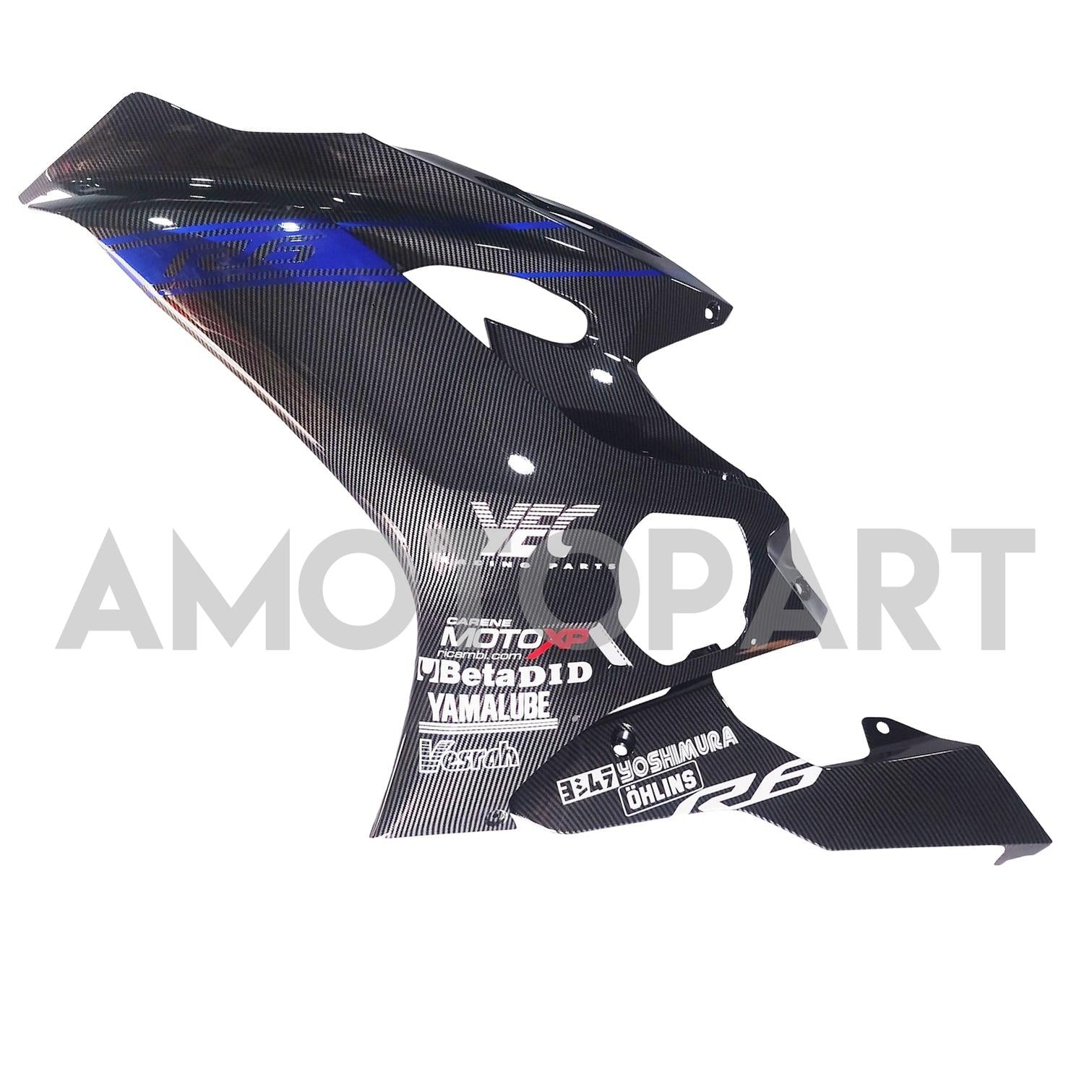 Amotopart 2017-2023 Yamaha YZF R6 Koolstofvezel Zwart grijze blauw kuipkit
