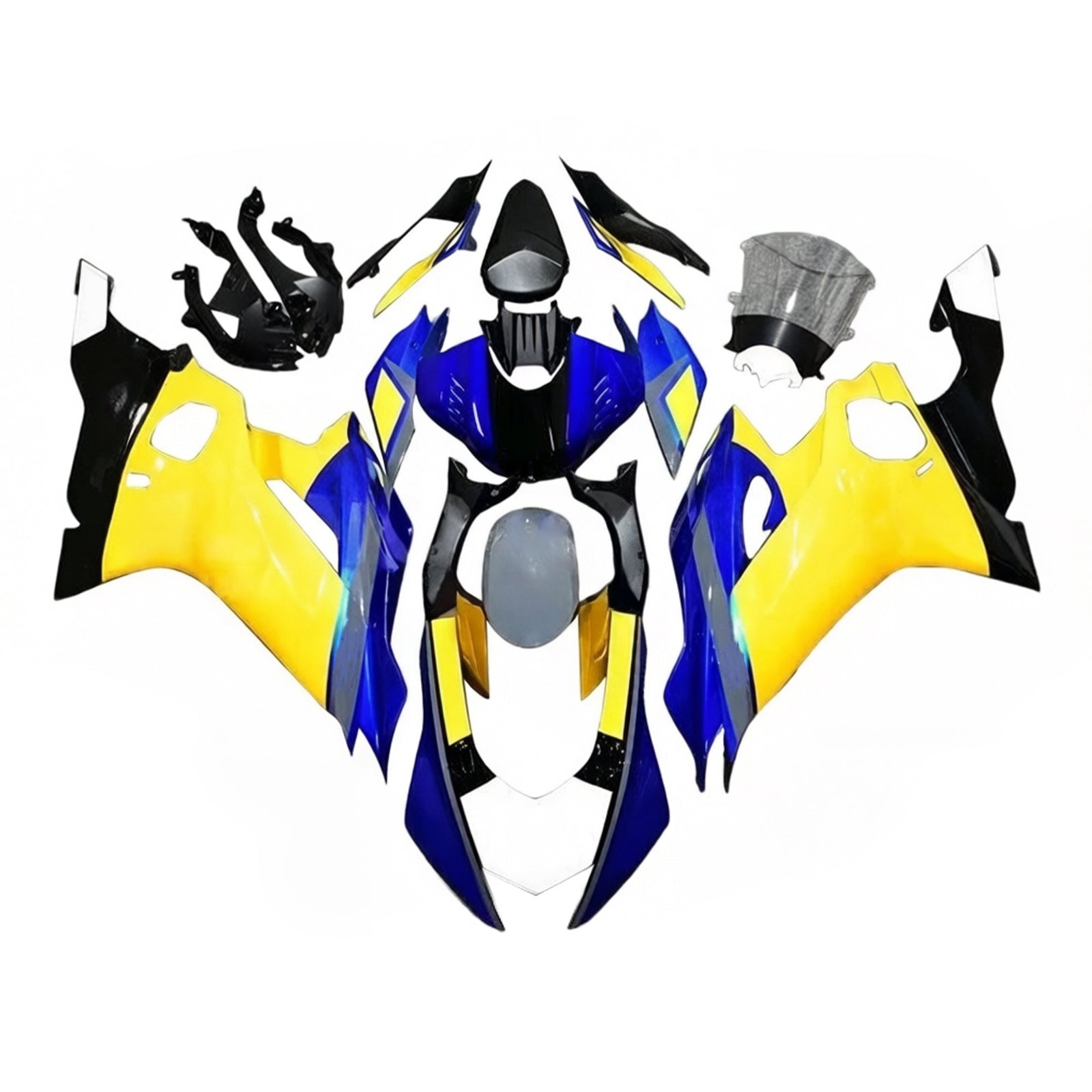 Amotopart 2017–2023 Yamaha YZF R6 Schwarz Blau Gelb Verkleidungsset