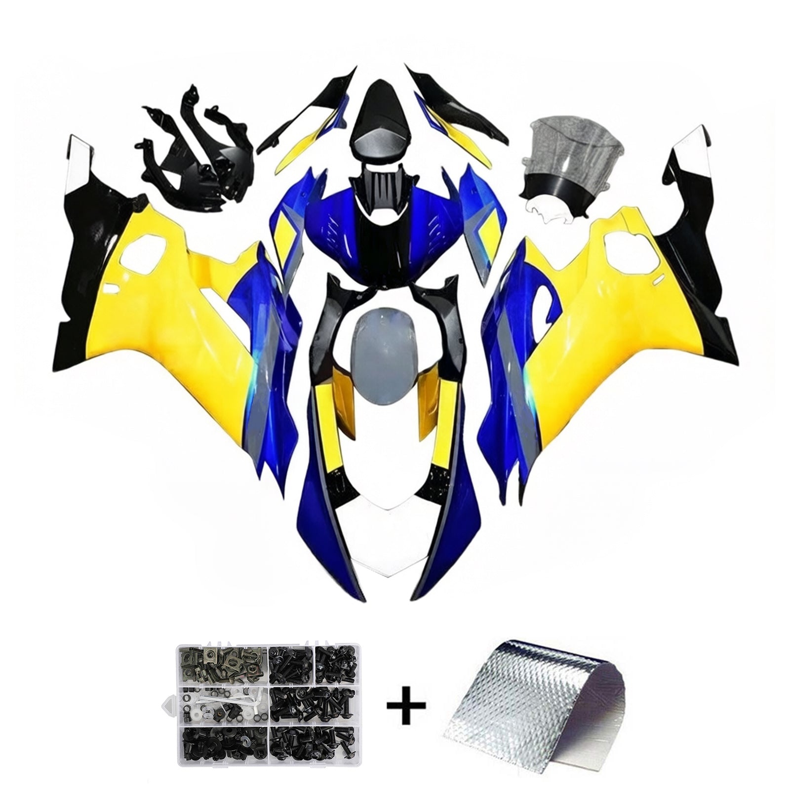 Amotopart 2017-2023 Yamaha YZF R6 Black Blue Yellow Fairing Kit