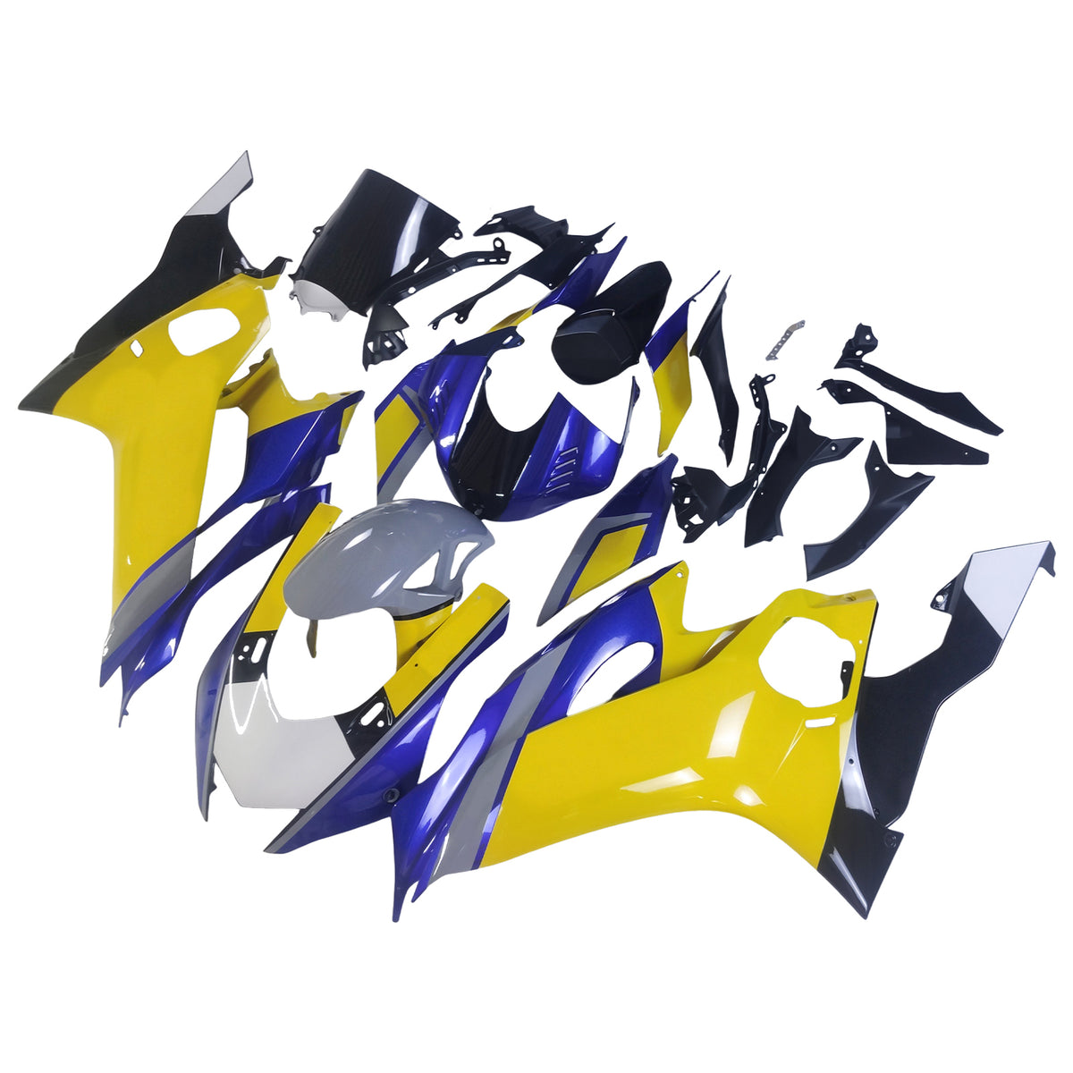 Amotopart 2017-2023 Yamaha YZF R6 Black Blue Yellow Fairing Kit