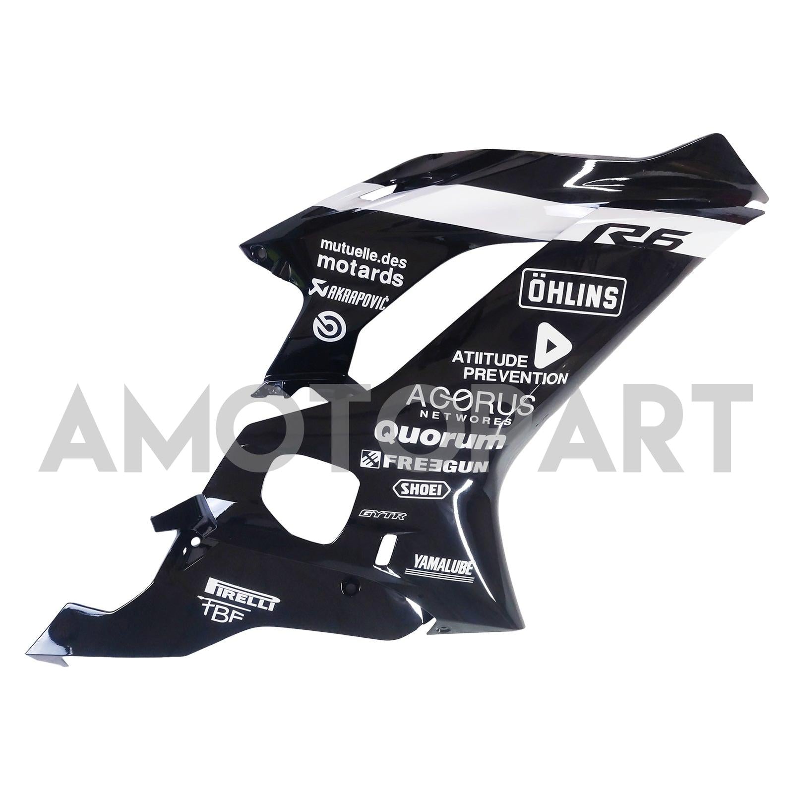 Amotopart 2017-2023 Yamaha YZF R6 White Black Fairing Kit