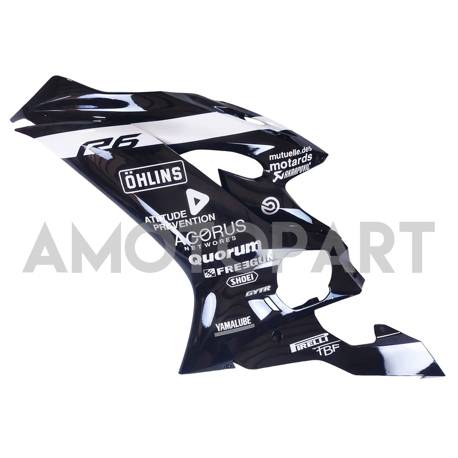 Amotopart 2017-2023 Yamaha YZF R6 White Black Fairing Kit