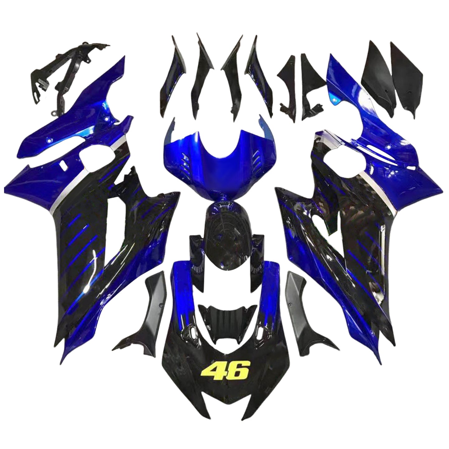Amotopart 2017-2023 Yamaha YZF R6 Glossy Blue Black Fairing Kit