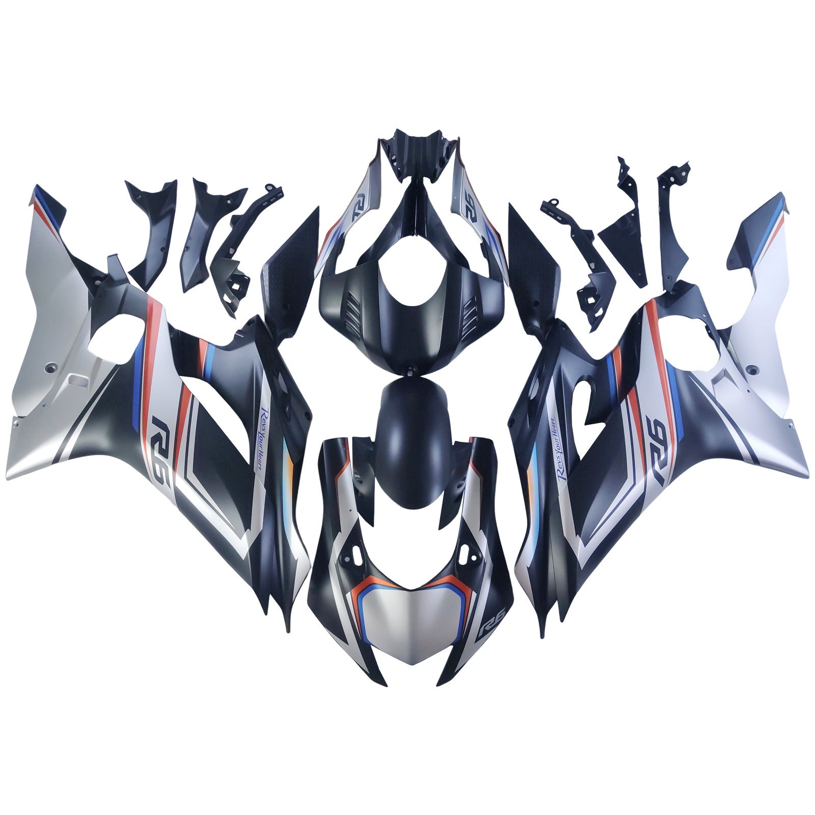 Amotopart 2017-2023 Yamaha Yzf R6 Gray Black Blue Orange Fairing Kit