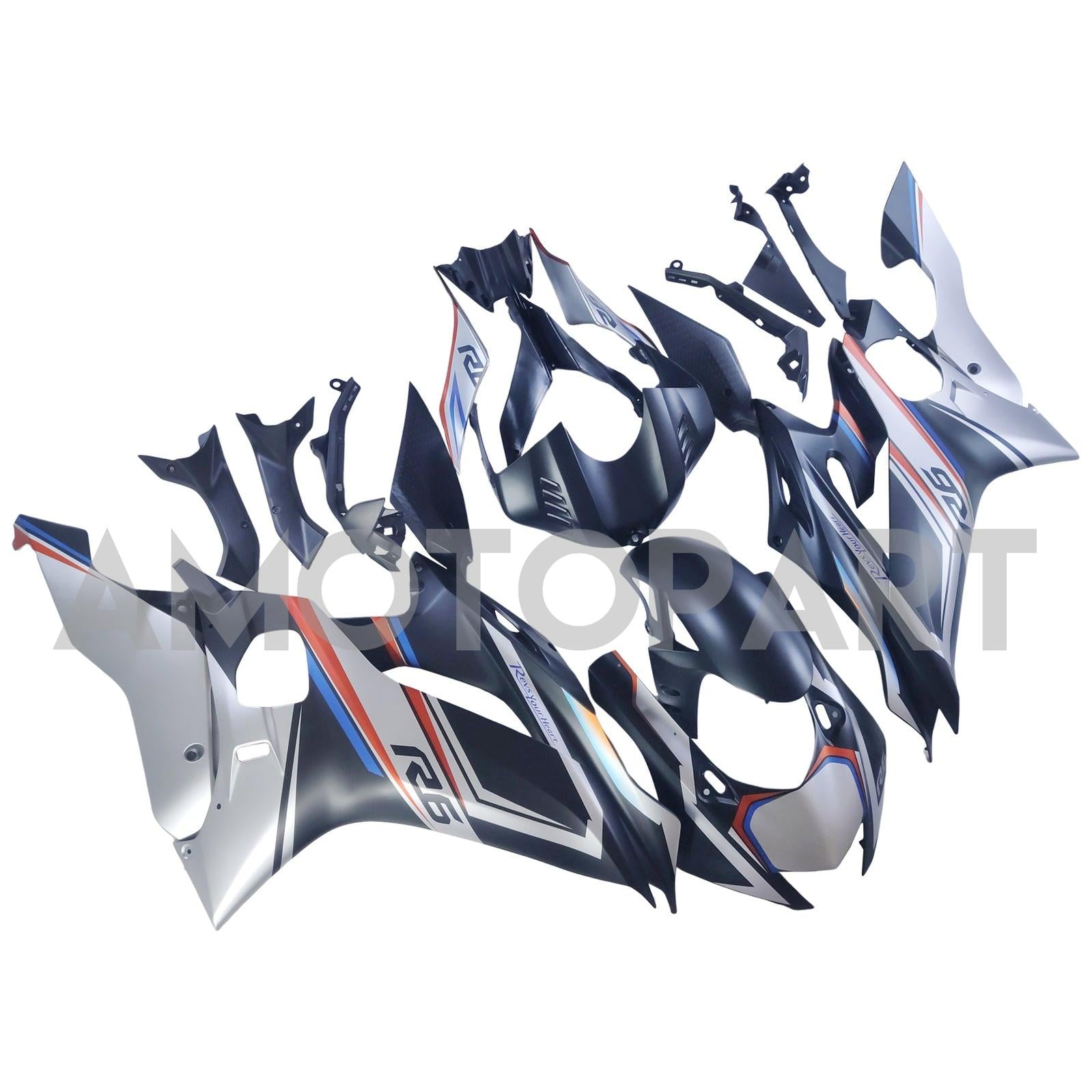 Amotopart 2017-2023 Yamaha YZF R6 Grey Black Blue Orange Fairing Kit