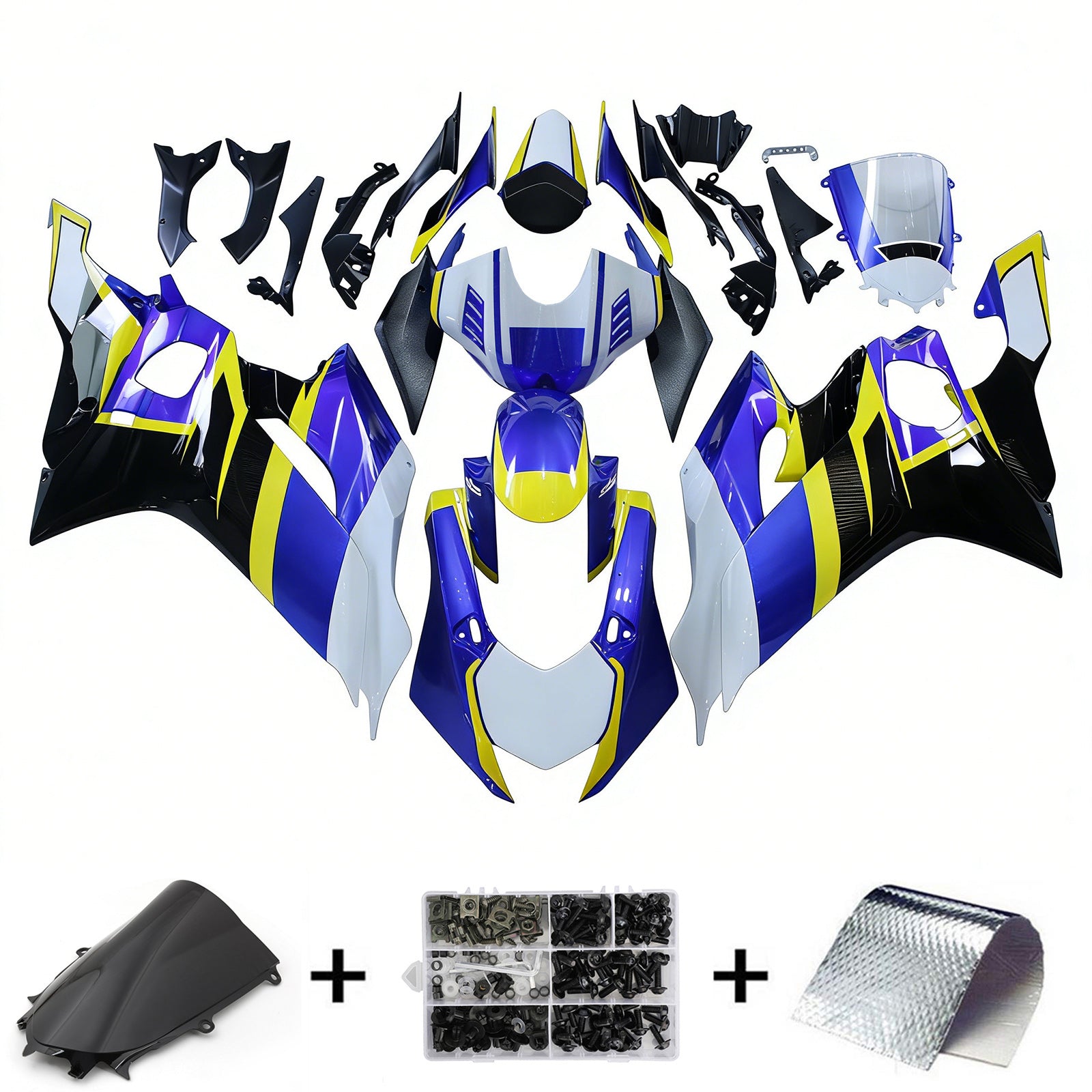 Amotopart 2017-2023 Yamaha YZF R6 White Blue Black Yellow Fairing Kit