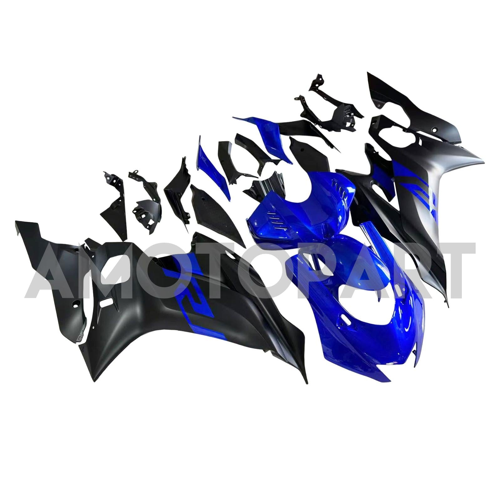 Amotopart 2017-2023 Yamaha YZF R6 Blue Black Fairing Kit