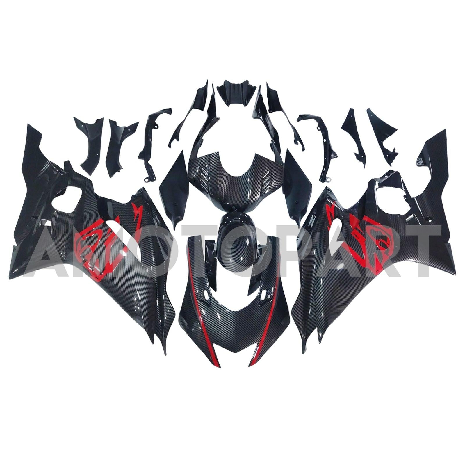 Amotopart 2017-2023 Yamaha YZF R6 Carbon Fiber Red Black Fairing Kit