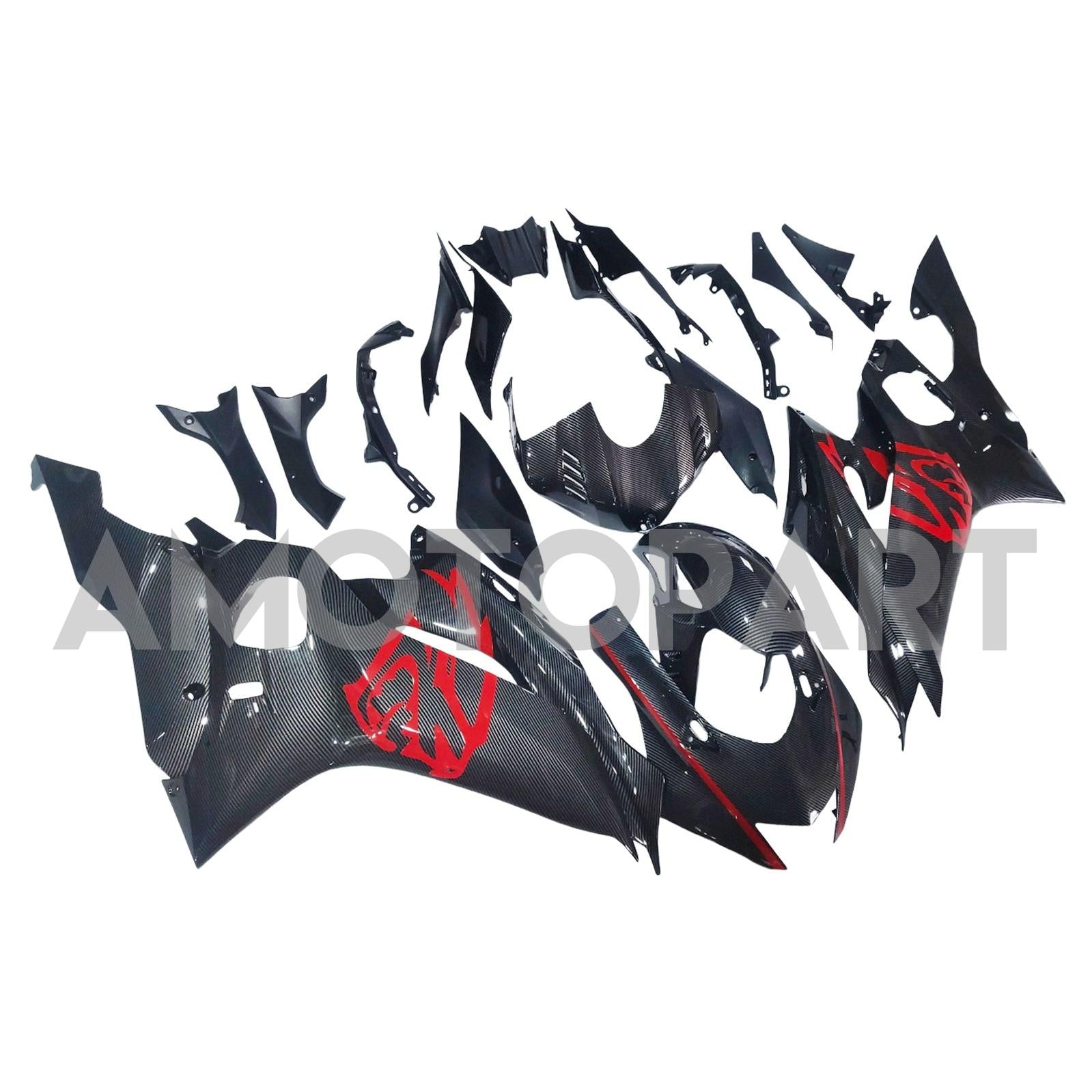 Amotopart 2017-2023 Yamaha YZF R6 Carbon Fiber Red Black Fairing Kit